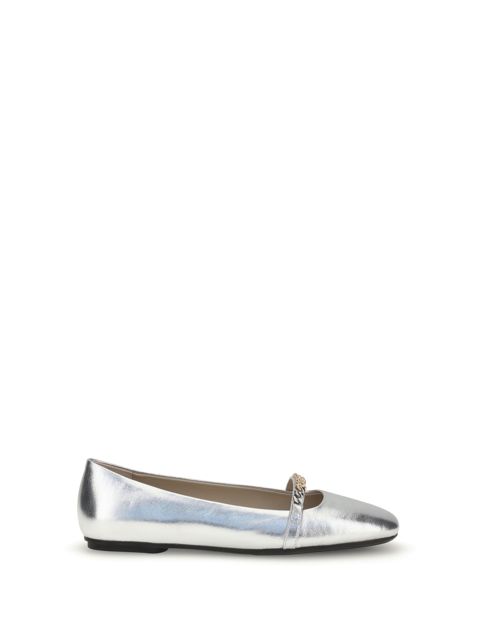 Pinko Metallic Ballerinas In Gray