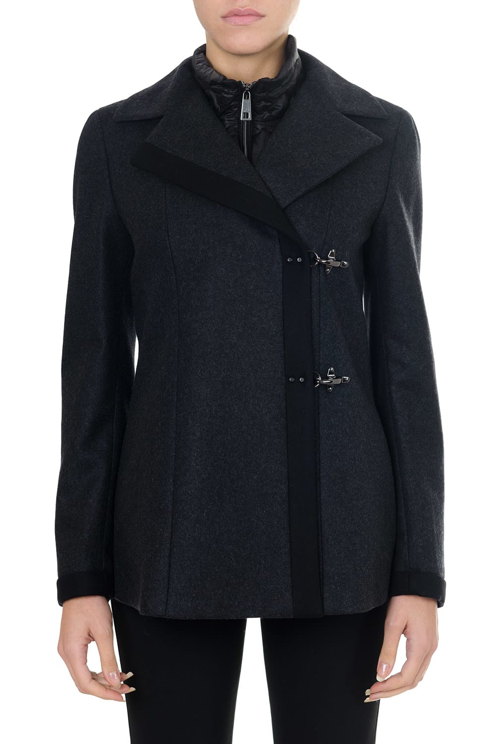 Fay Blue Wool And Cashmere Double Breast Coat