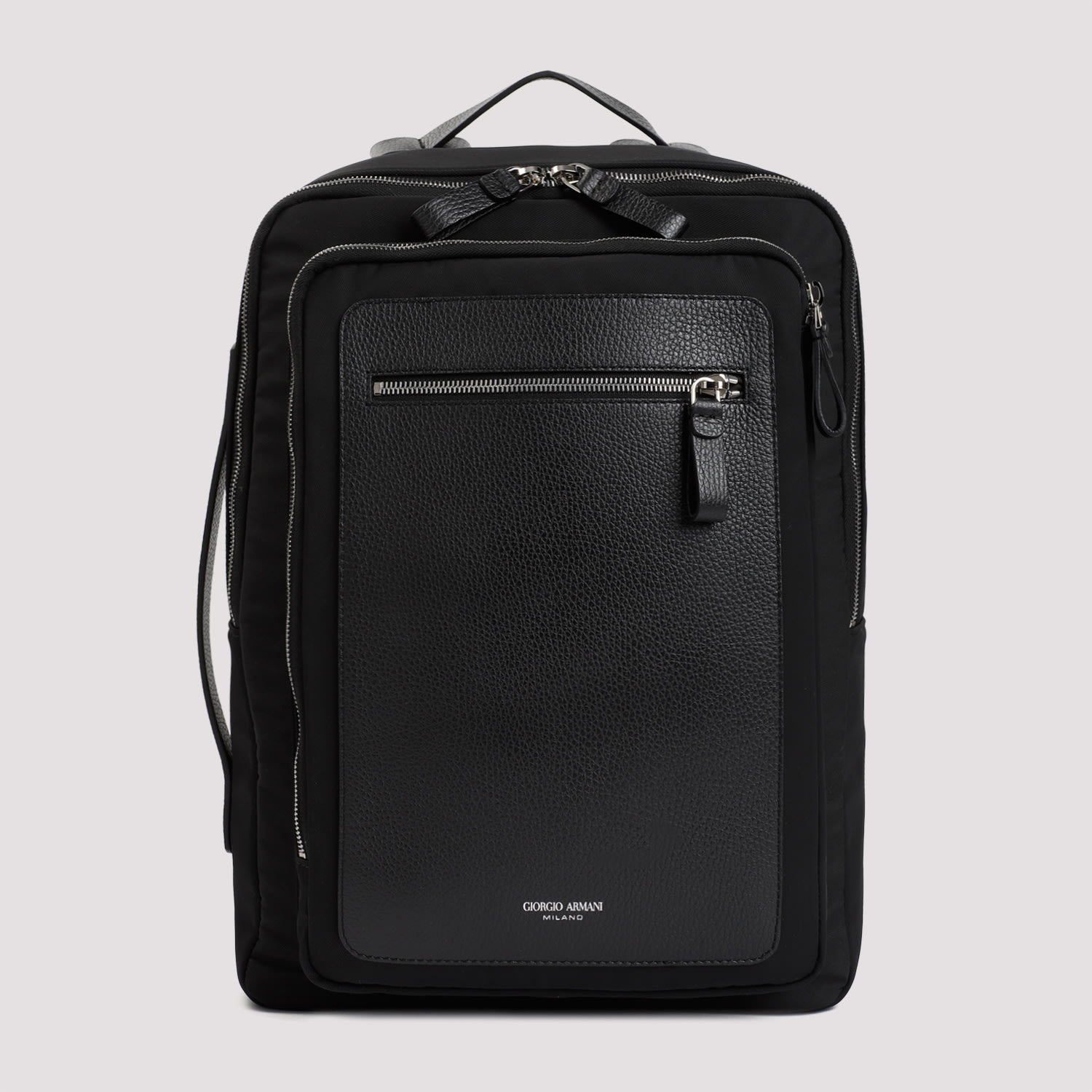 Giorgio Armani Backpack In Black Polyester In Nero