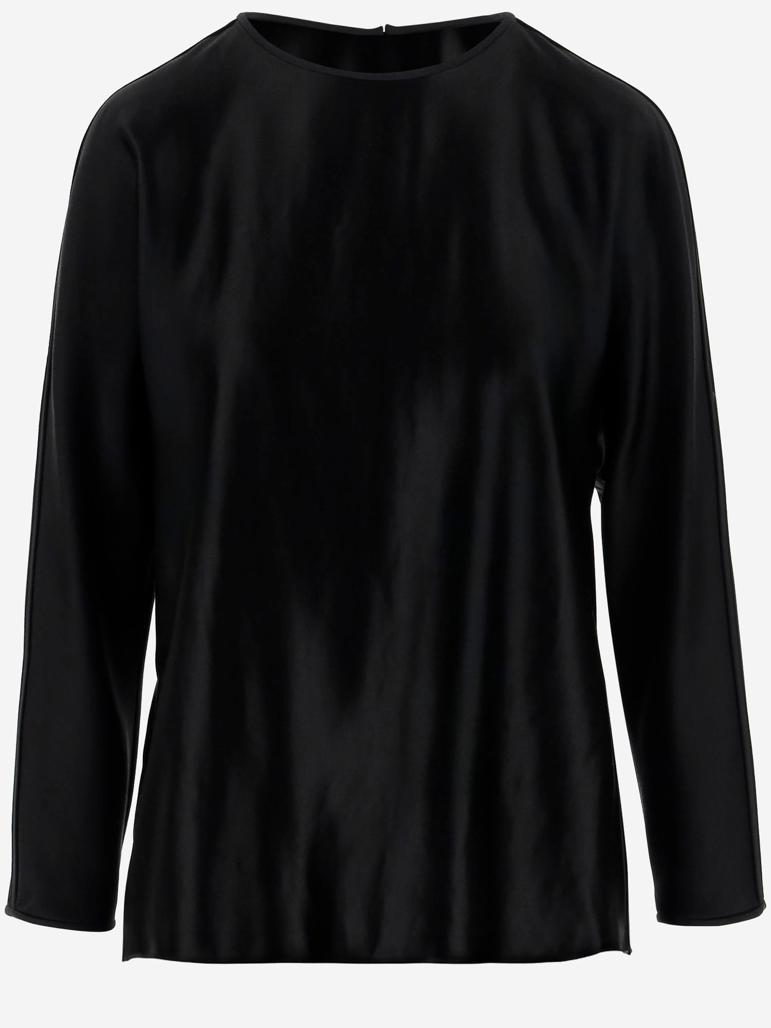 Giorgio Armani Shiny Effect Silk Sweater In Black