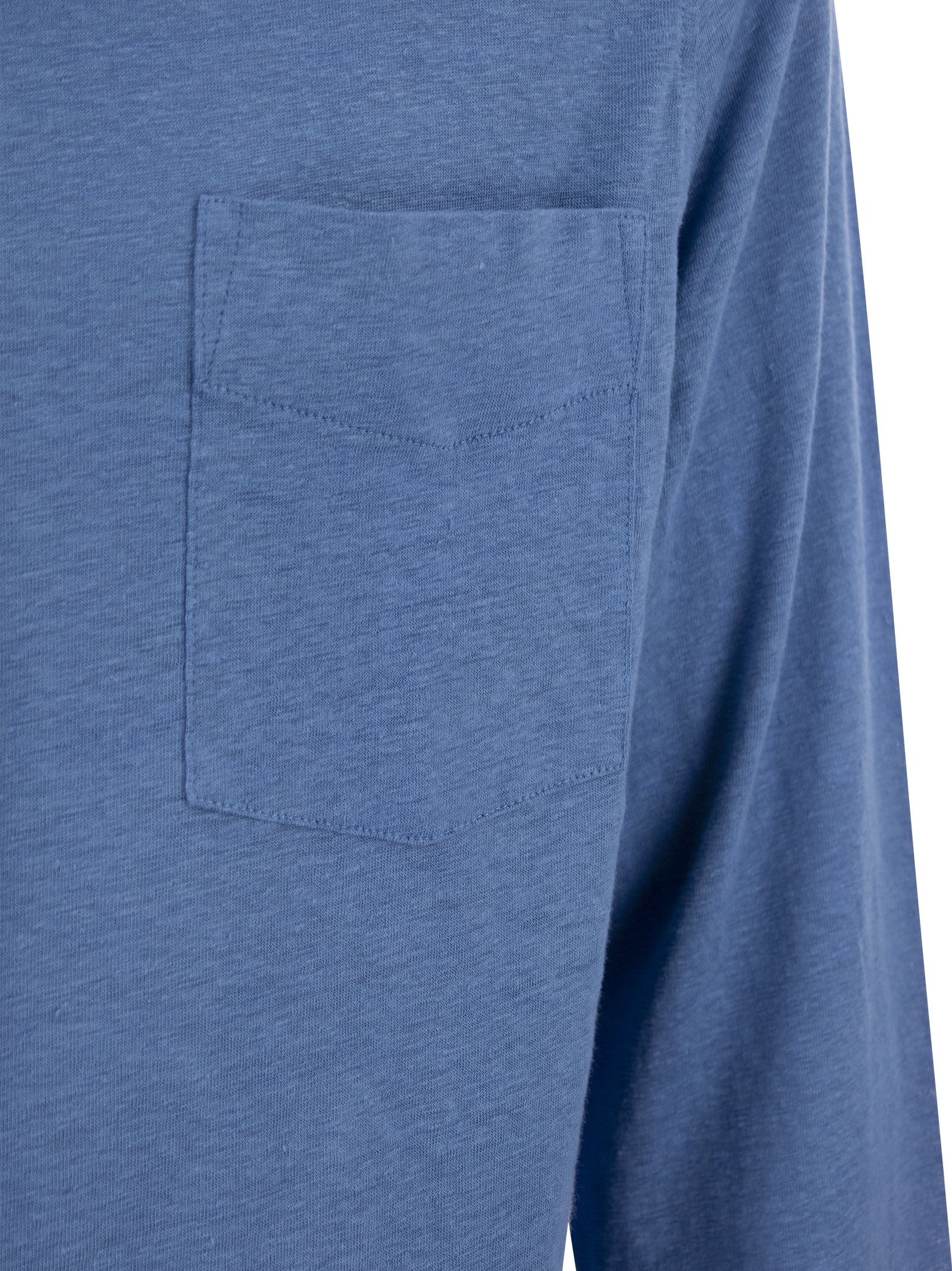 Shop Majestic Linen Long-sleeved Shirt In Light Blue
