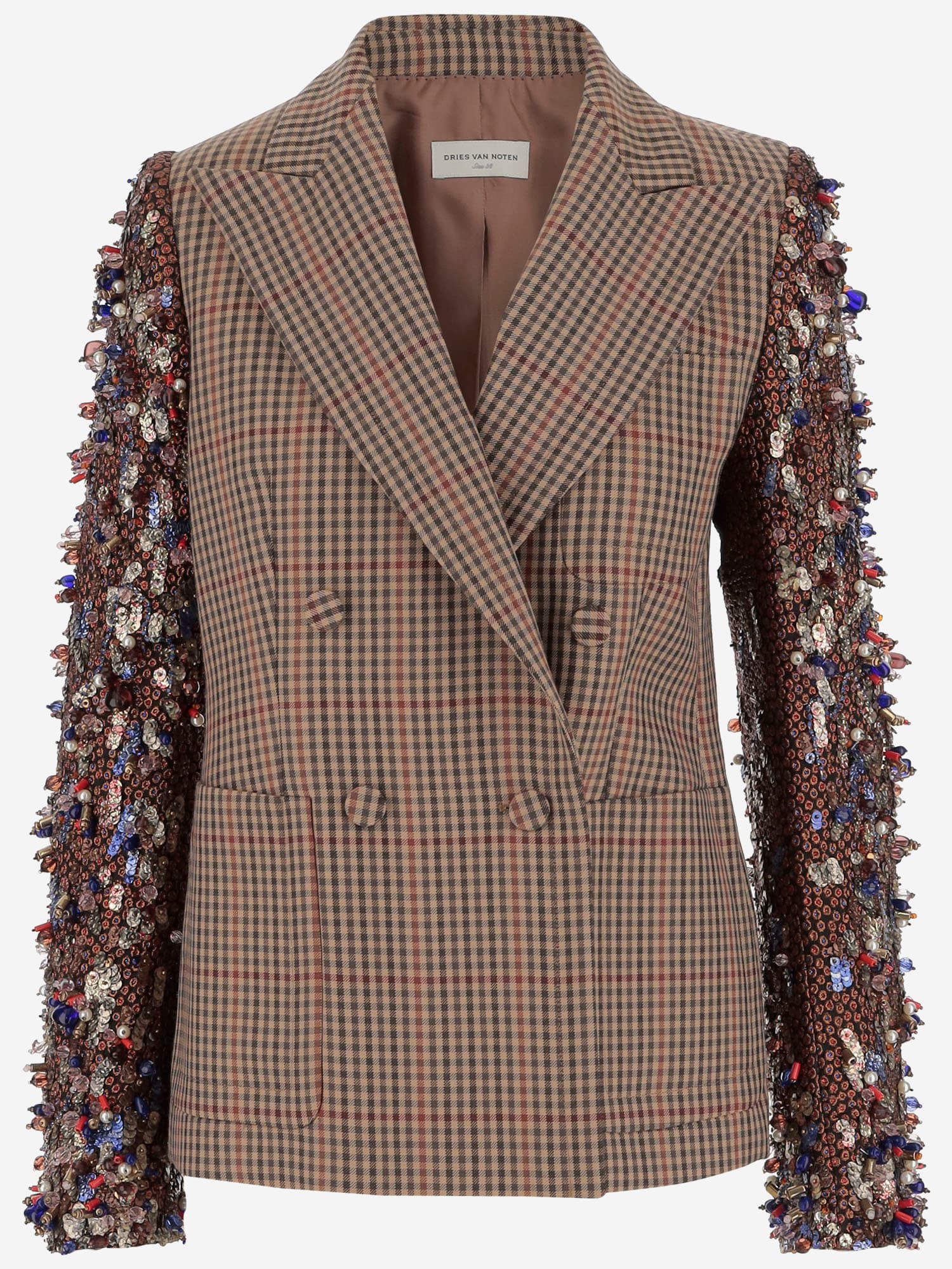 DRIES VAN NOTEN BEADED WOOL DOUBLE-BREASTED JACKET 