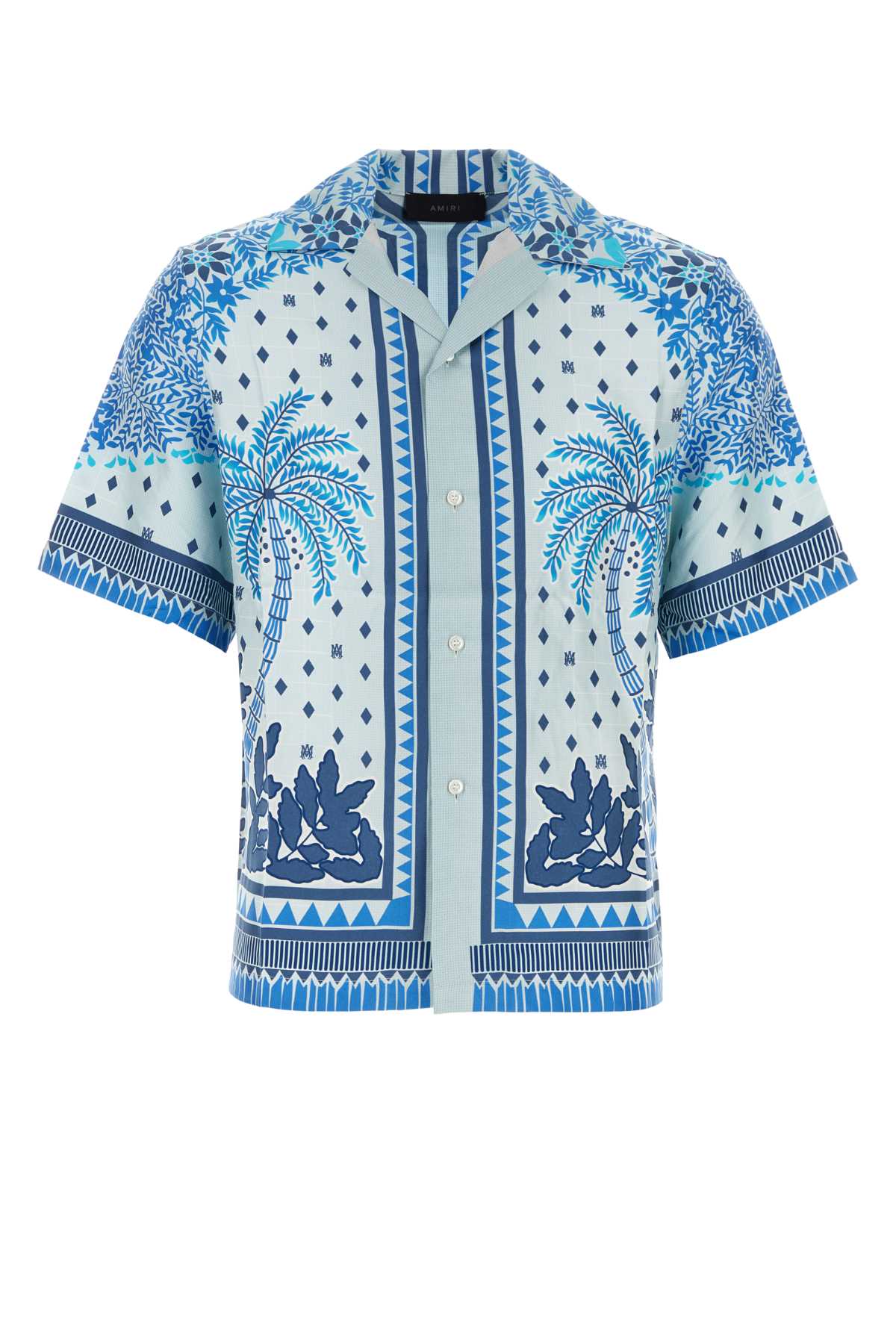 Shop Amiri Printed Satin Shirt In Ashleyblue