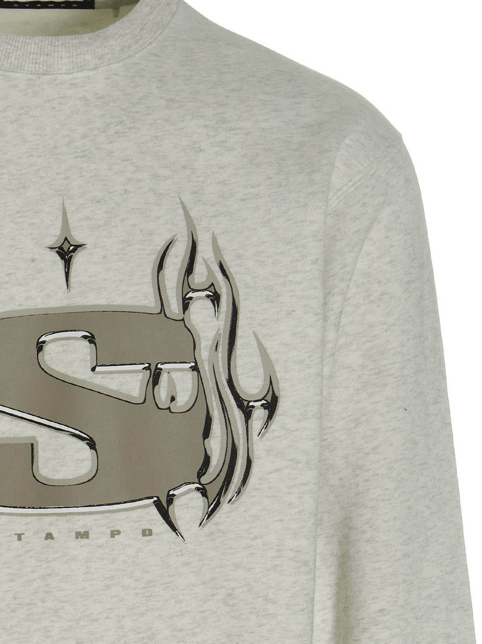 Shop Stampd Chrome Flame Sweatshirt In Gray