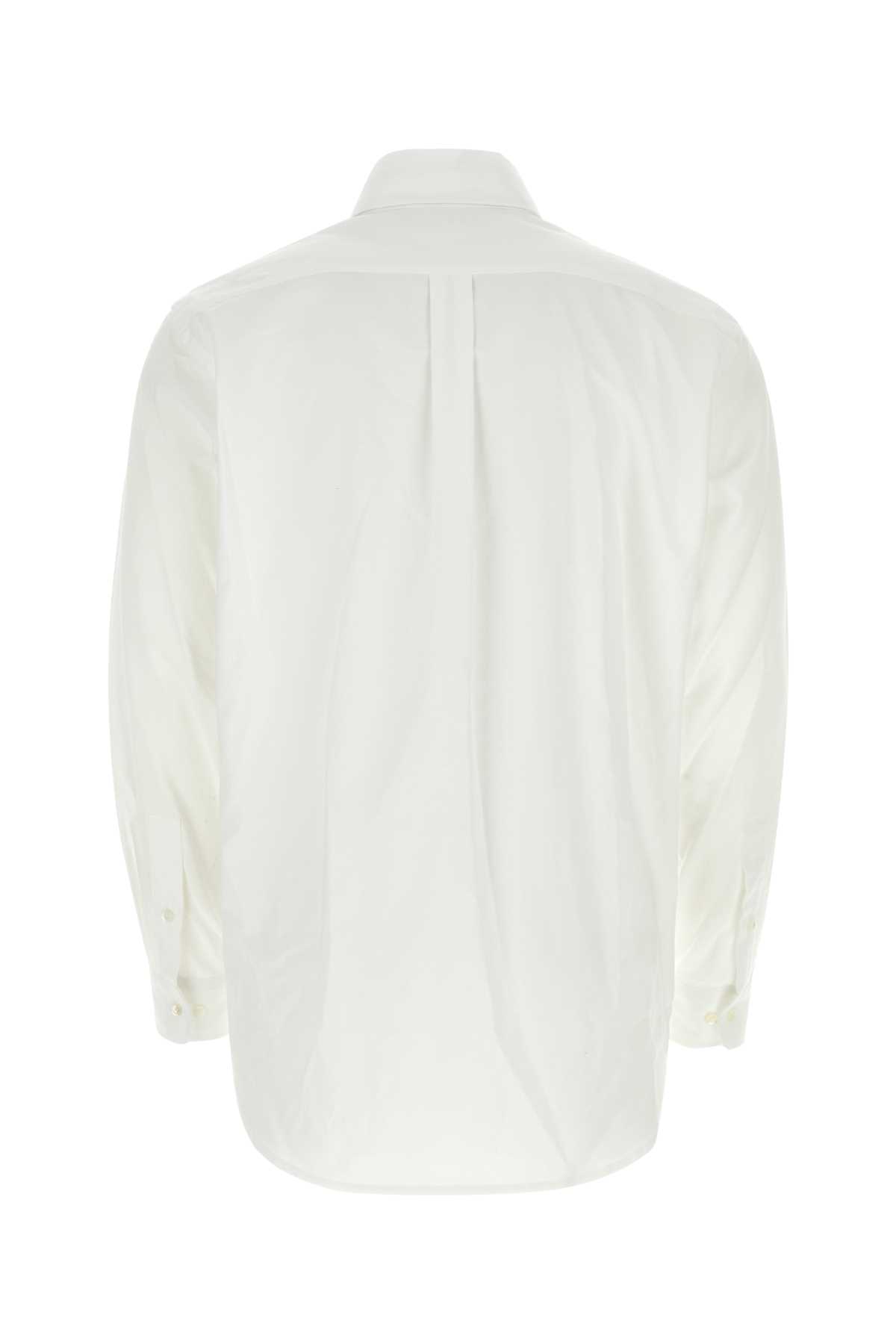 Palm Angels White Cotton Shirt In Whiteblac