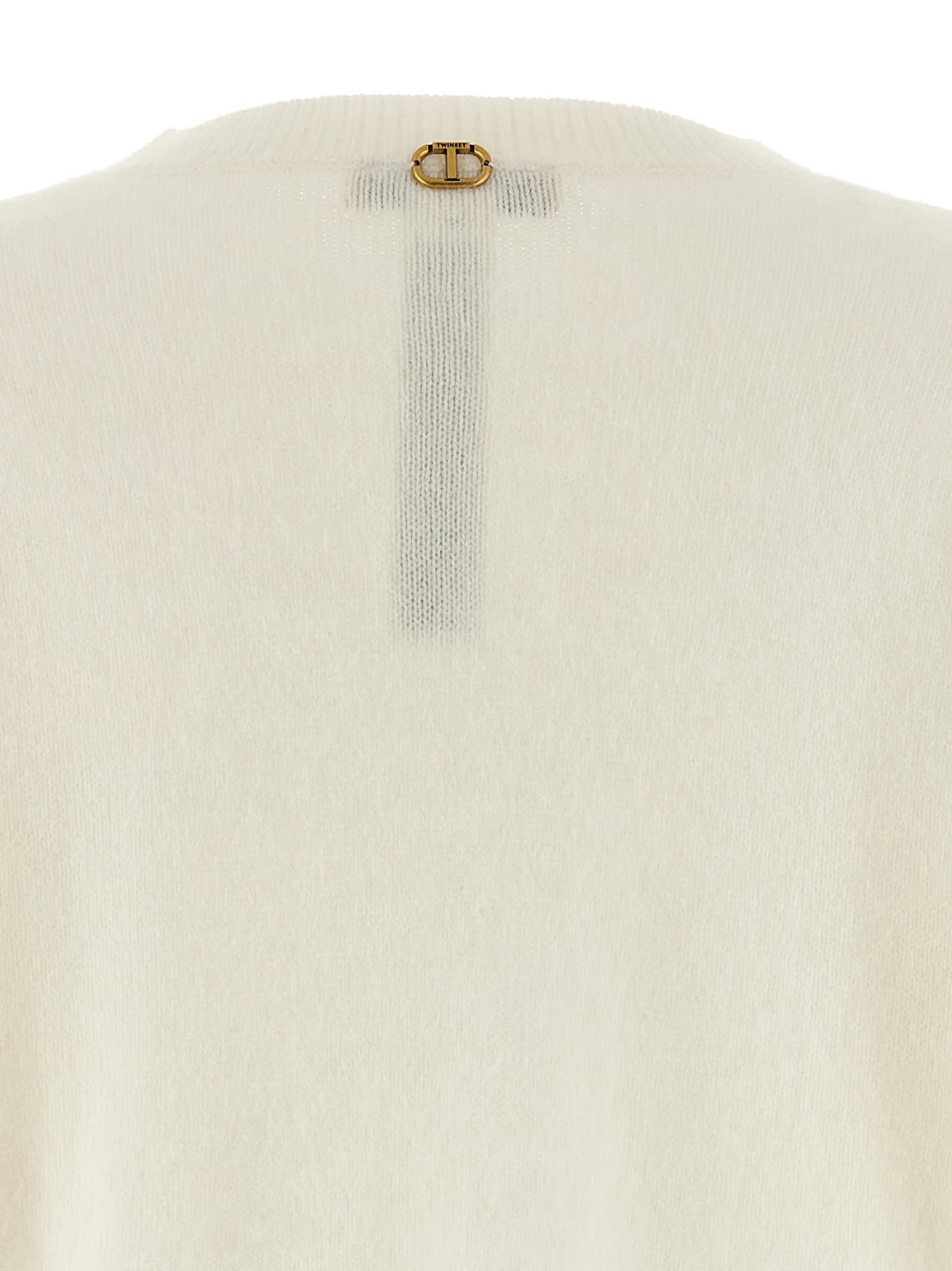 Twinset Lace Insert Sweater In White