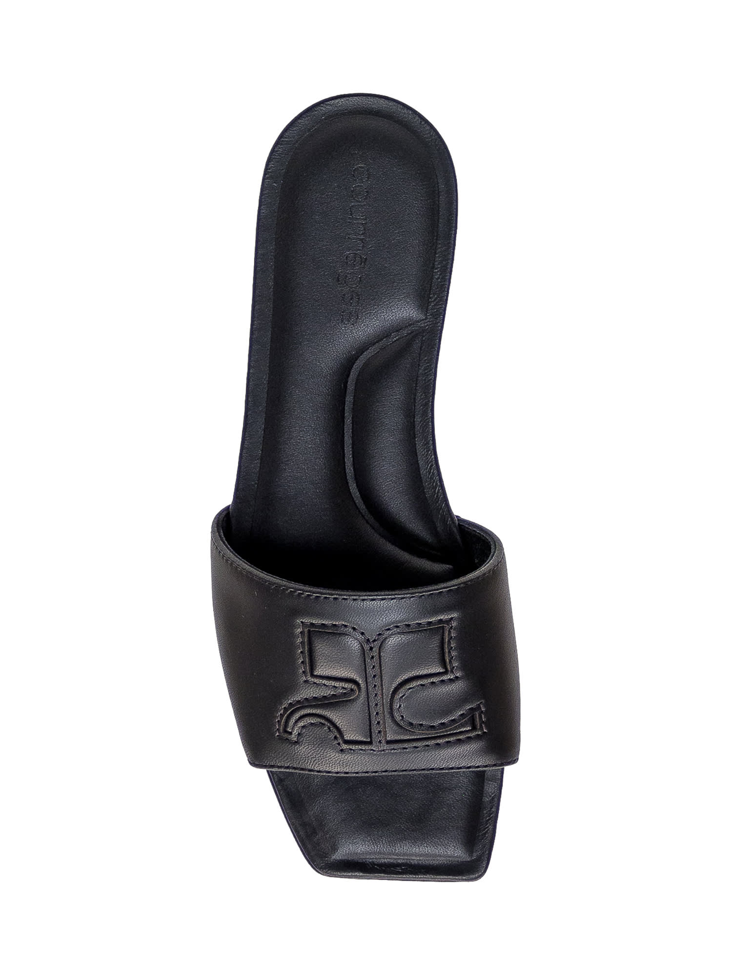 Shop Courrèges Leather Sandal In Black