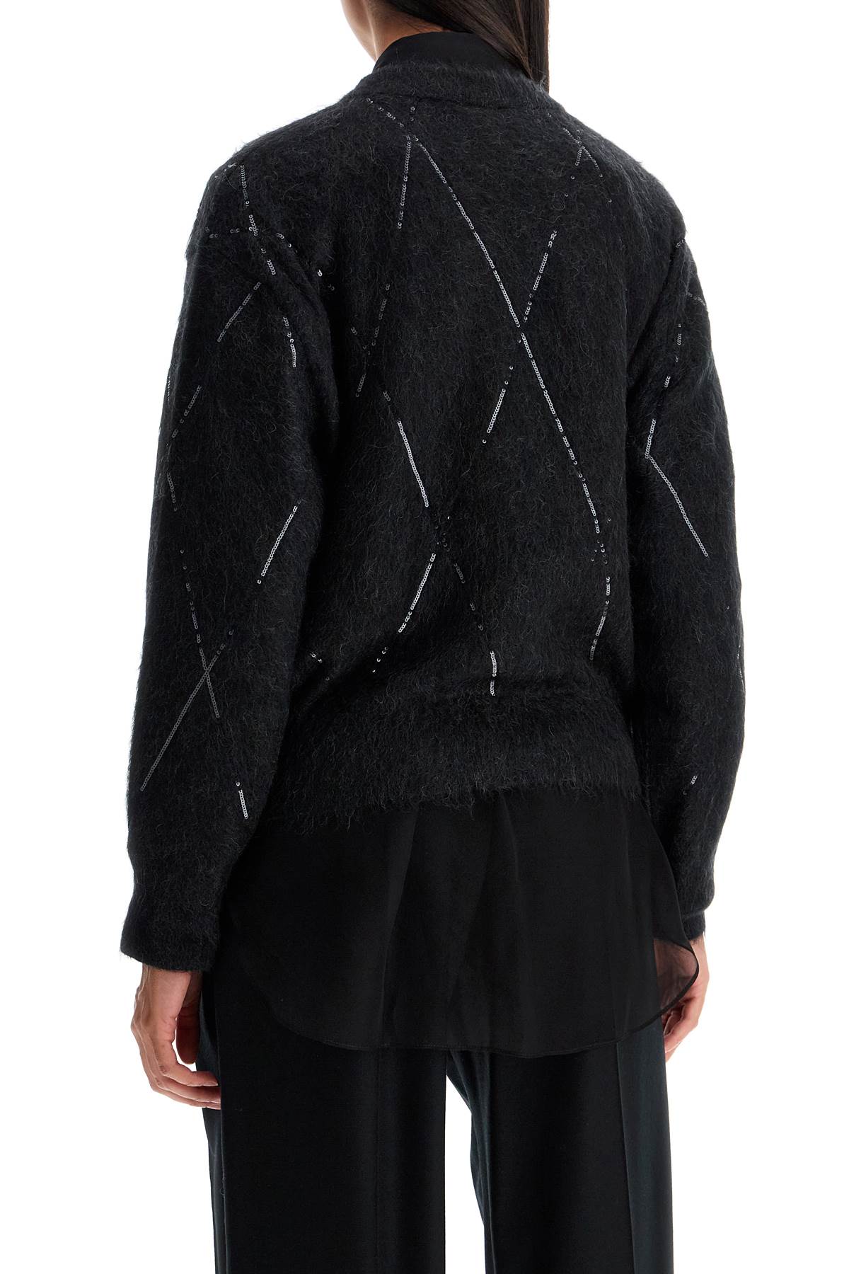 Brunello Cucinelli Pullover Con Dazzling Argyle Embroidery In Anthracite