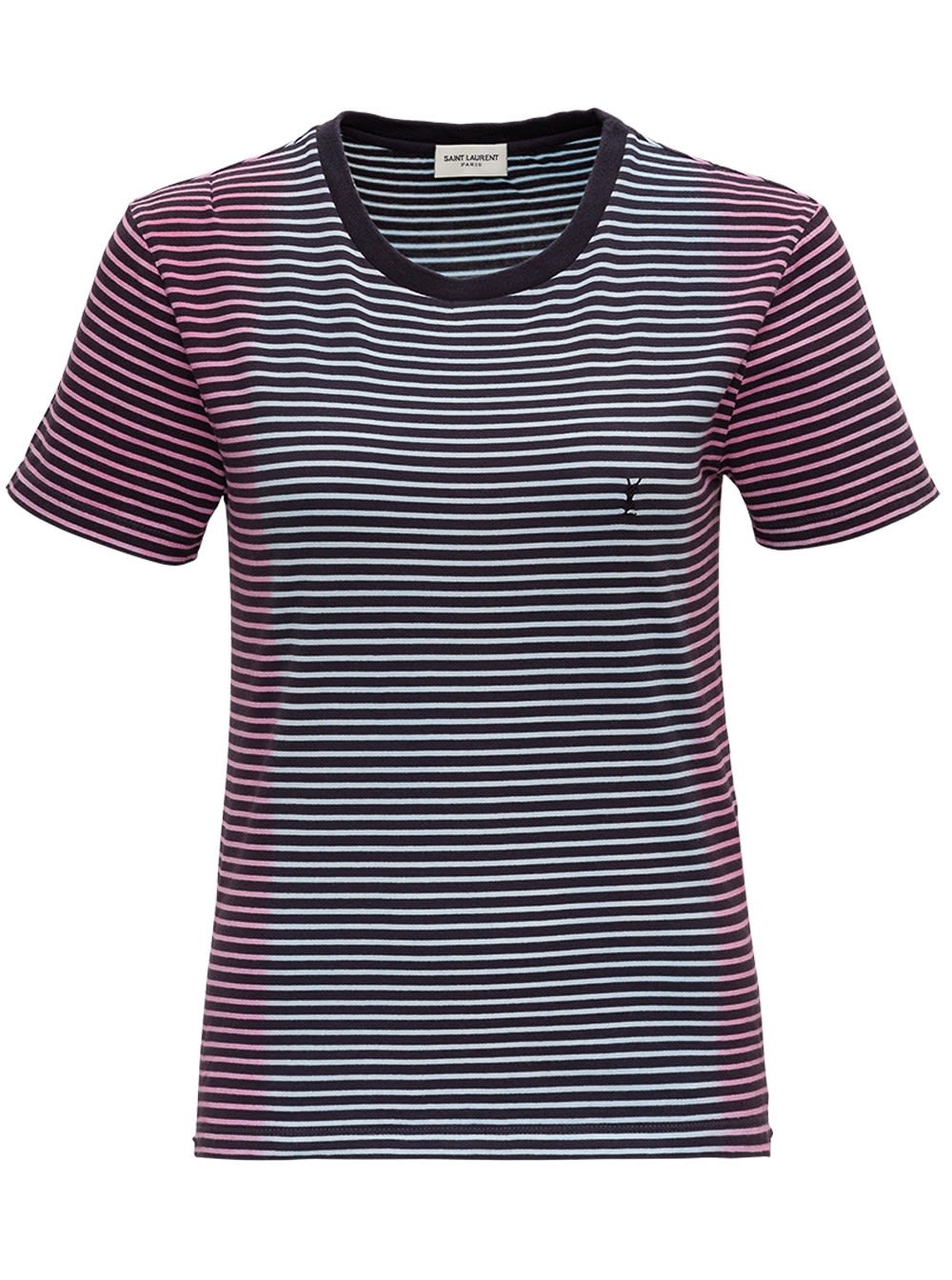 Saint Laurent Striped Monogram T-shirt In Jersey Tie-die
