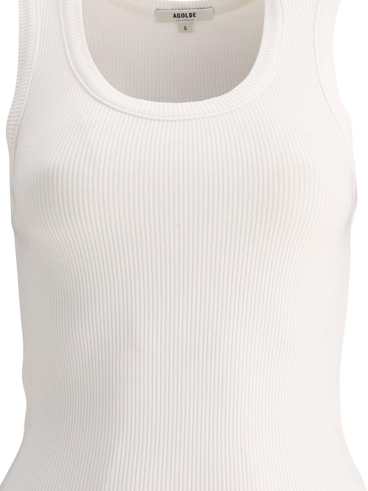 Shop Agolde Sleeveless Straight Hem Tank Top In White