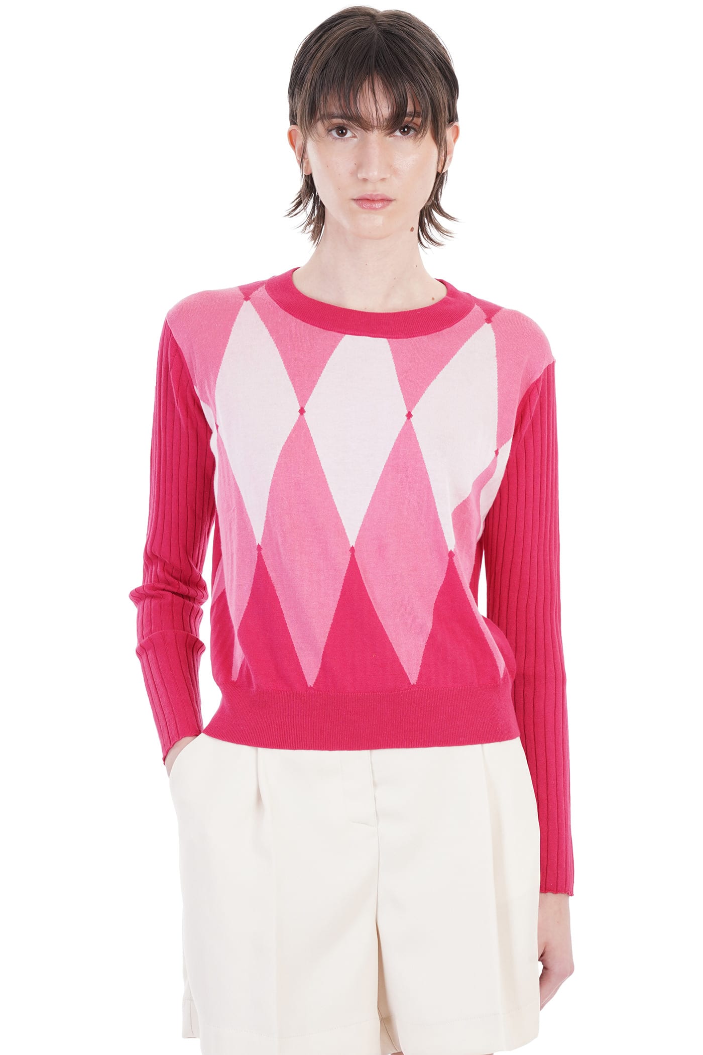 Ballantyne Knitwear In Rose-pink Linen