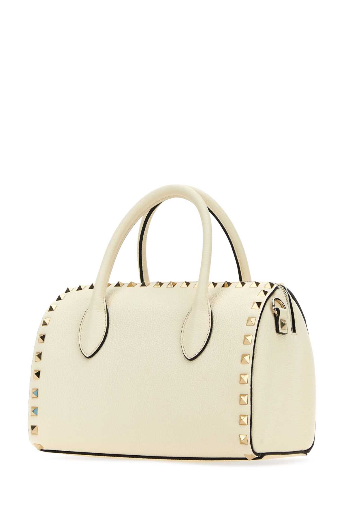 Shop Valentino Ivory Leather Rockstud Handbag