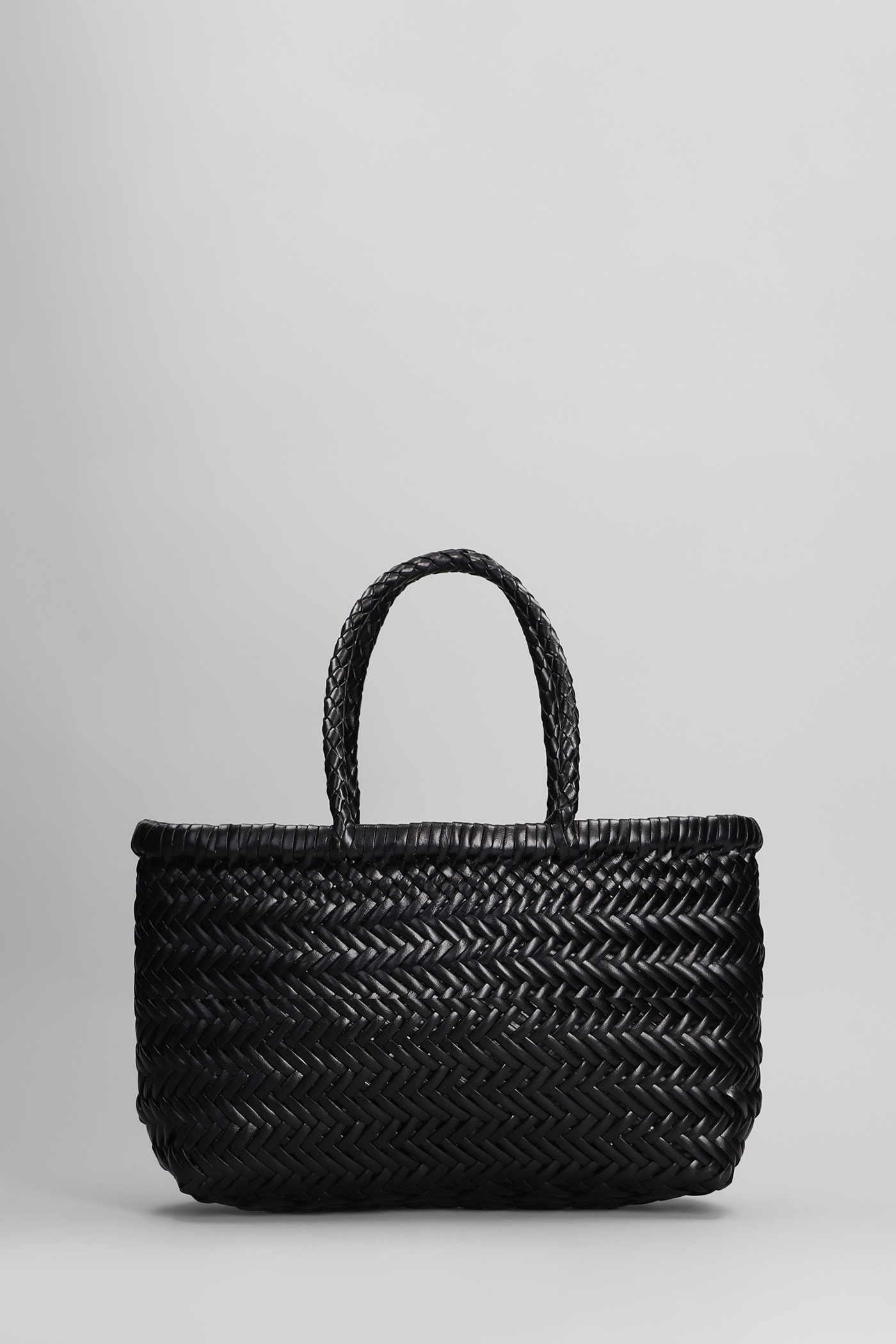 Mini Flat Gora Baske Hand Bag In Black Leather