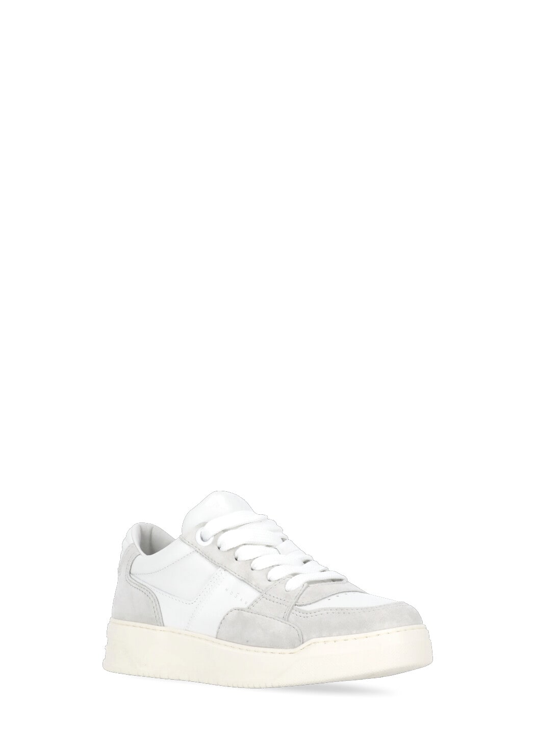 Hogan Perforated Toe Rubber Sole Suede Panels Sneakers In Grey
