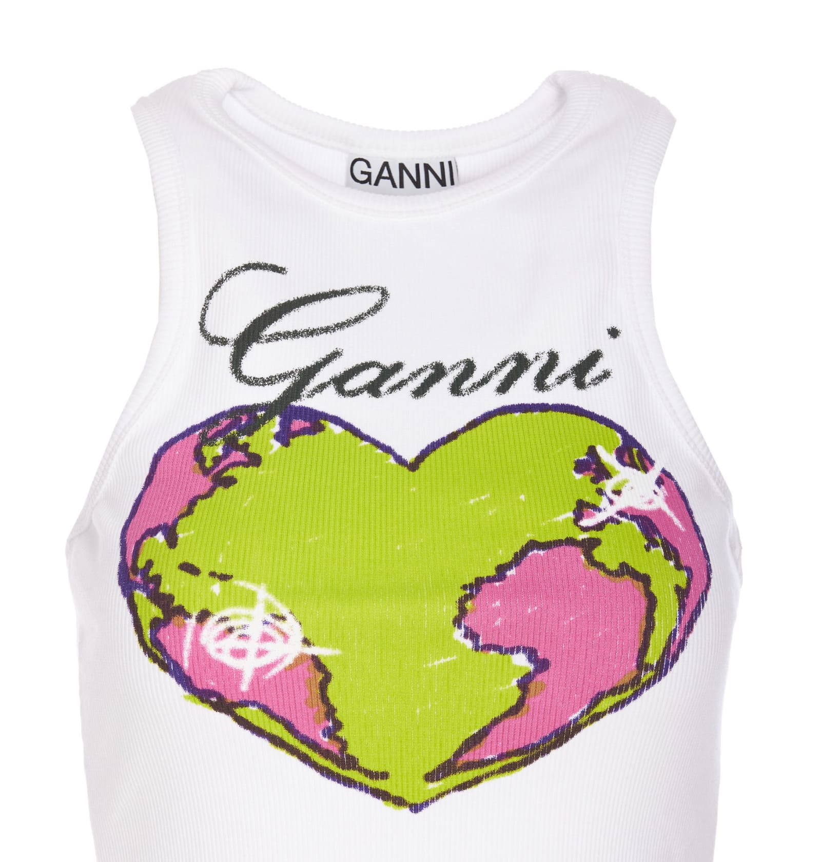 Shop Ganni Graphic Heart Tank Top In White