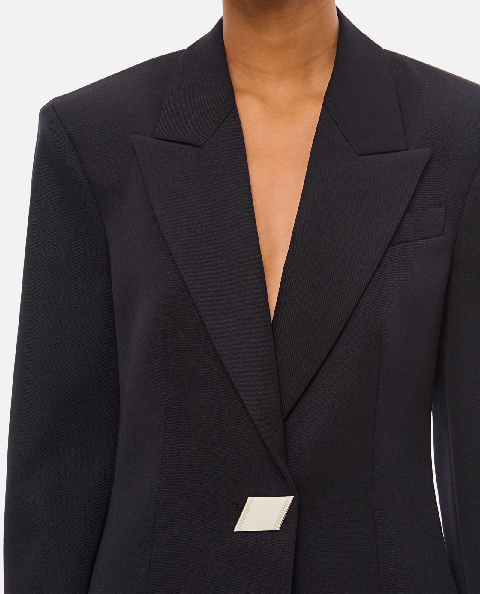 Shop Attico Wool Gabardine Blazer In Black