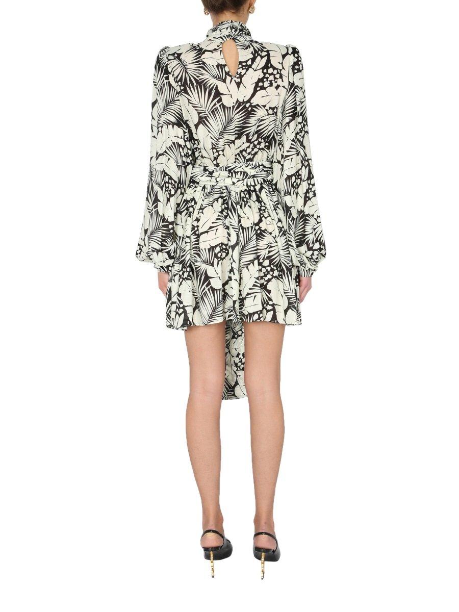 Shop Saint Laurent Floral Printed Mini Dress In Black