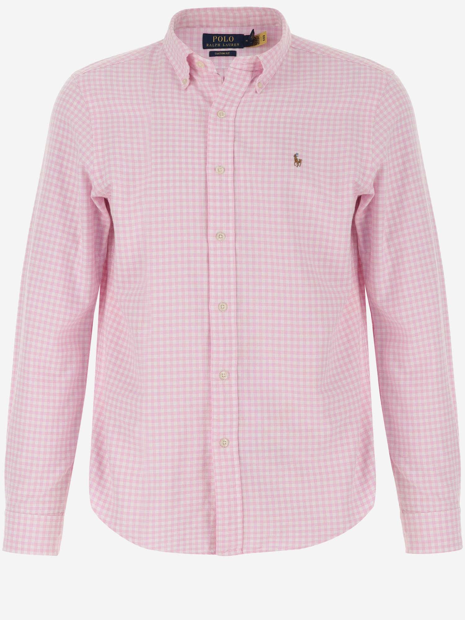 Shop Ralph Lauren Cotton Shirt With Vichy Pattern In Pink