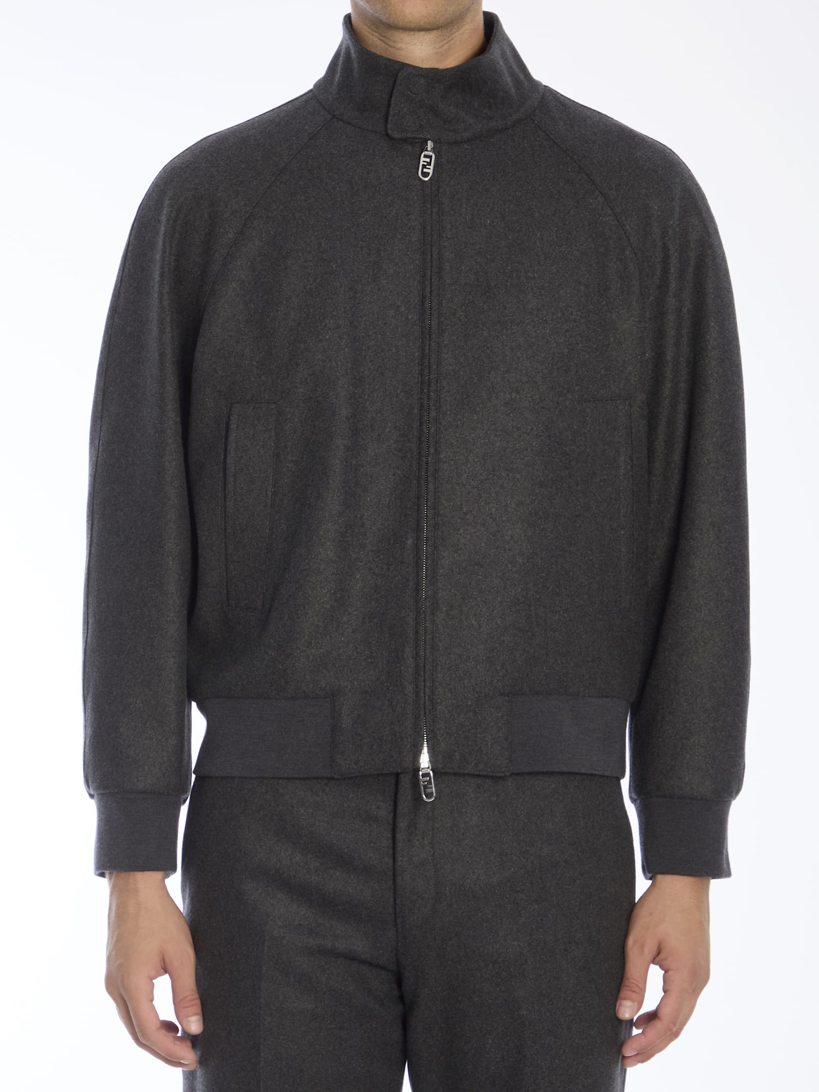 Shop Fendi Cashmere Bomber Jacket In Grigio