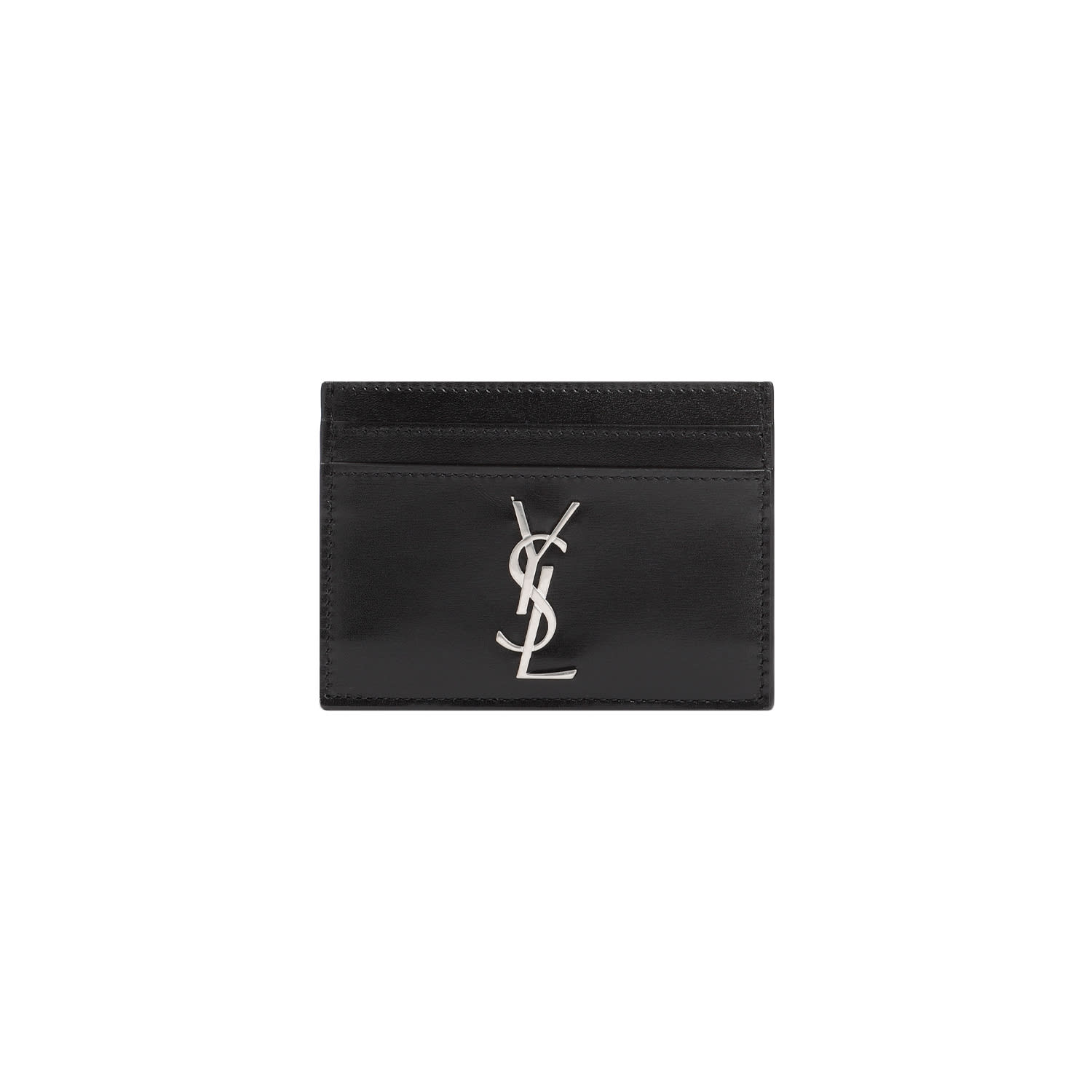 Saint Laurent Cassandre Smooth Leather Cardholder In Nero