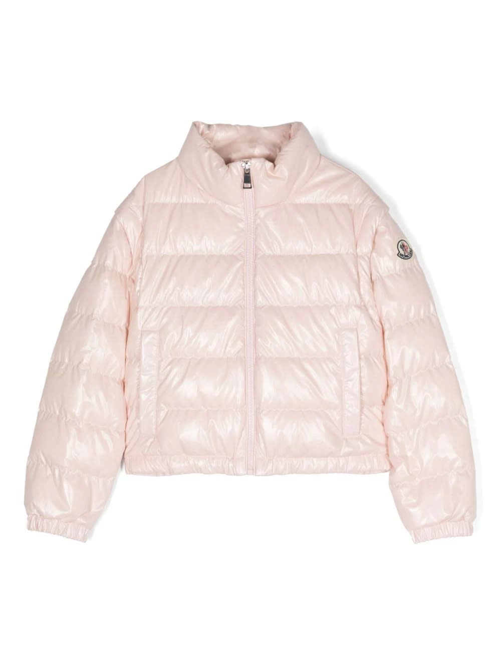 Shop Moncler Pink Tenai Down Jacket