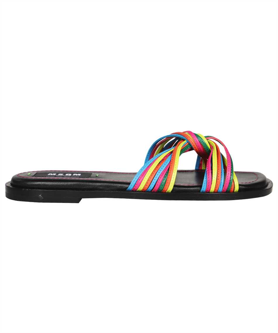 Msgm Leather Slides In Brown