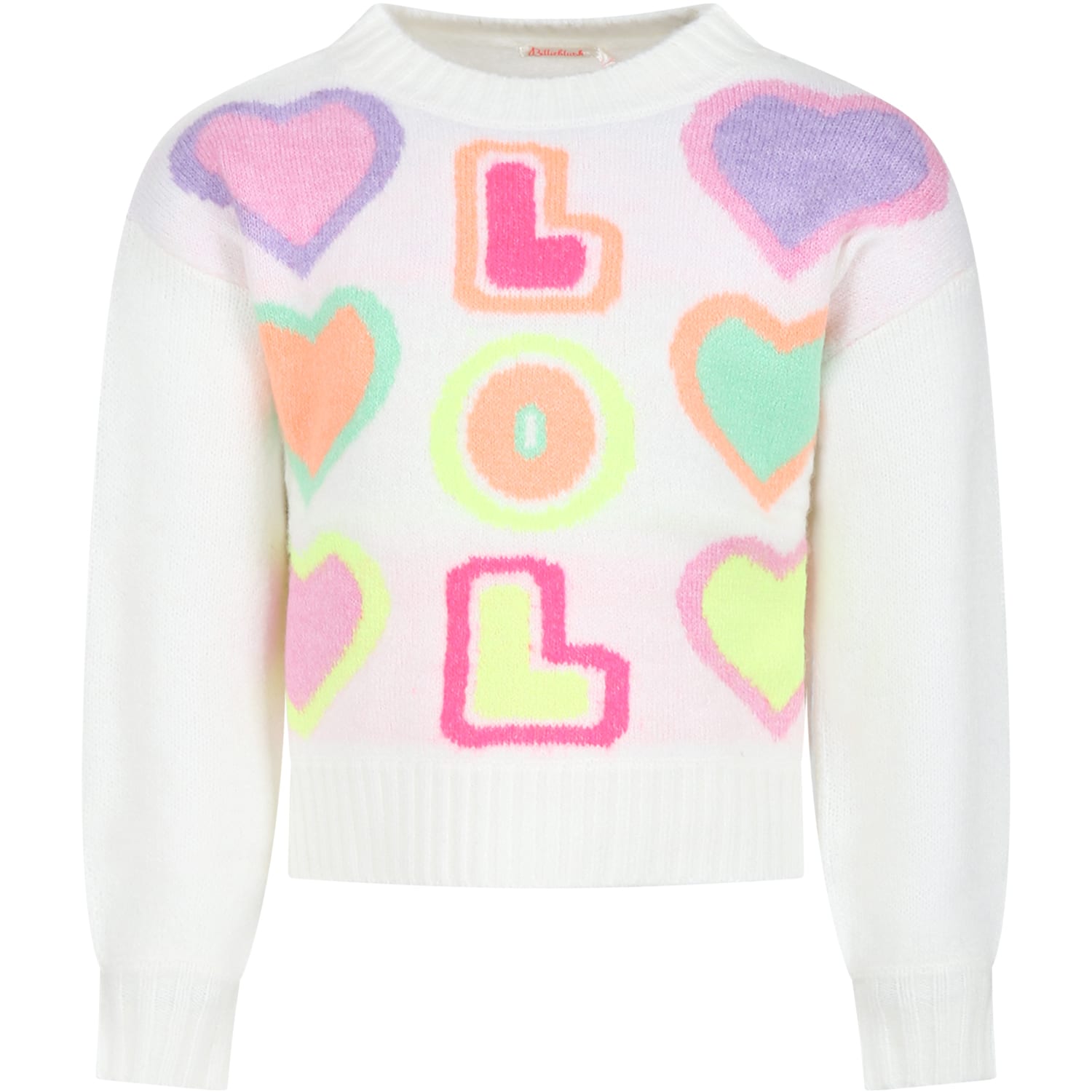 BILLIEBLUSH IVORY SWEATER WITH HEARTS FOR GIRL