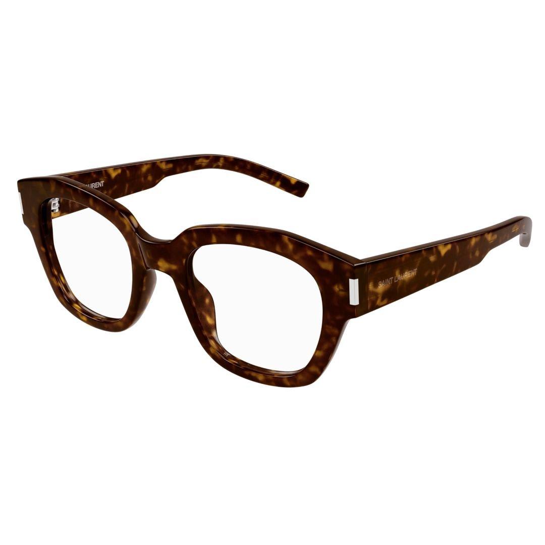 Shop Saint Laurent Square-frame Glasses In 002 Havana Havana Transpa