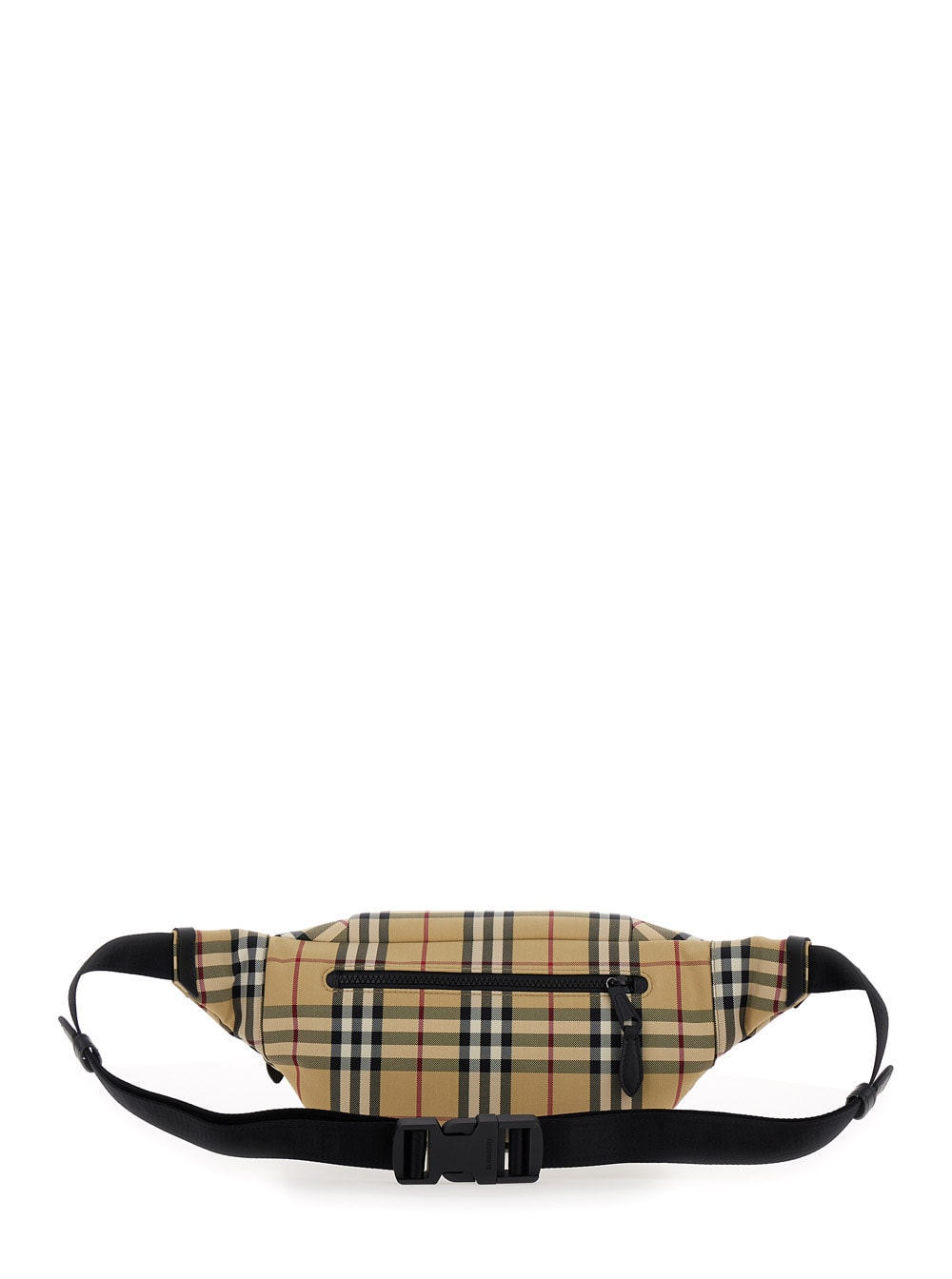 Shop Burberry Beige Fanny Pack With Vintage Check Print In Fabric Man