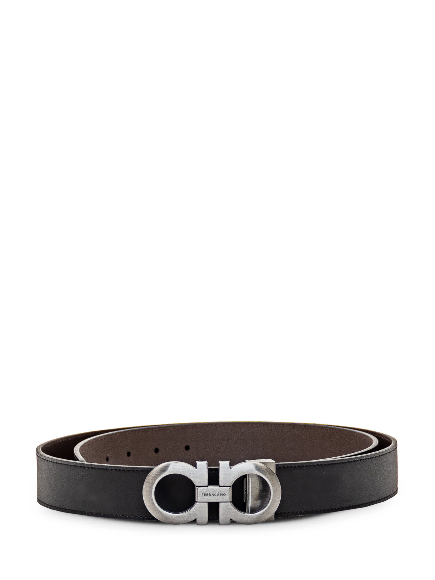 Shop Ferragamo Reversible Gancini Belt In Nero/hickory