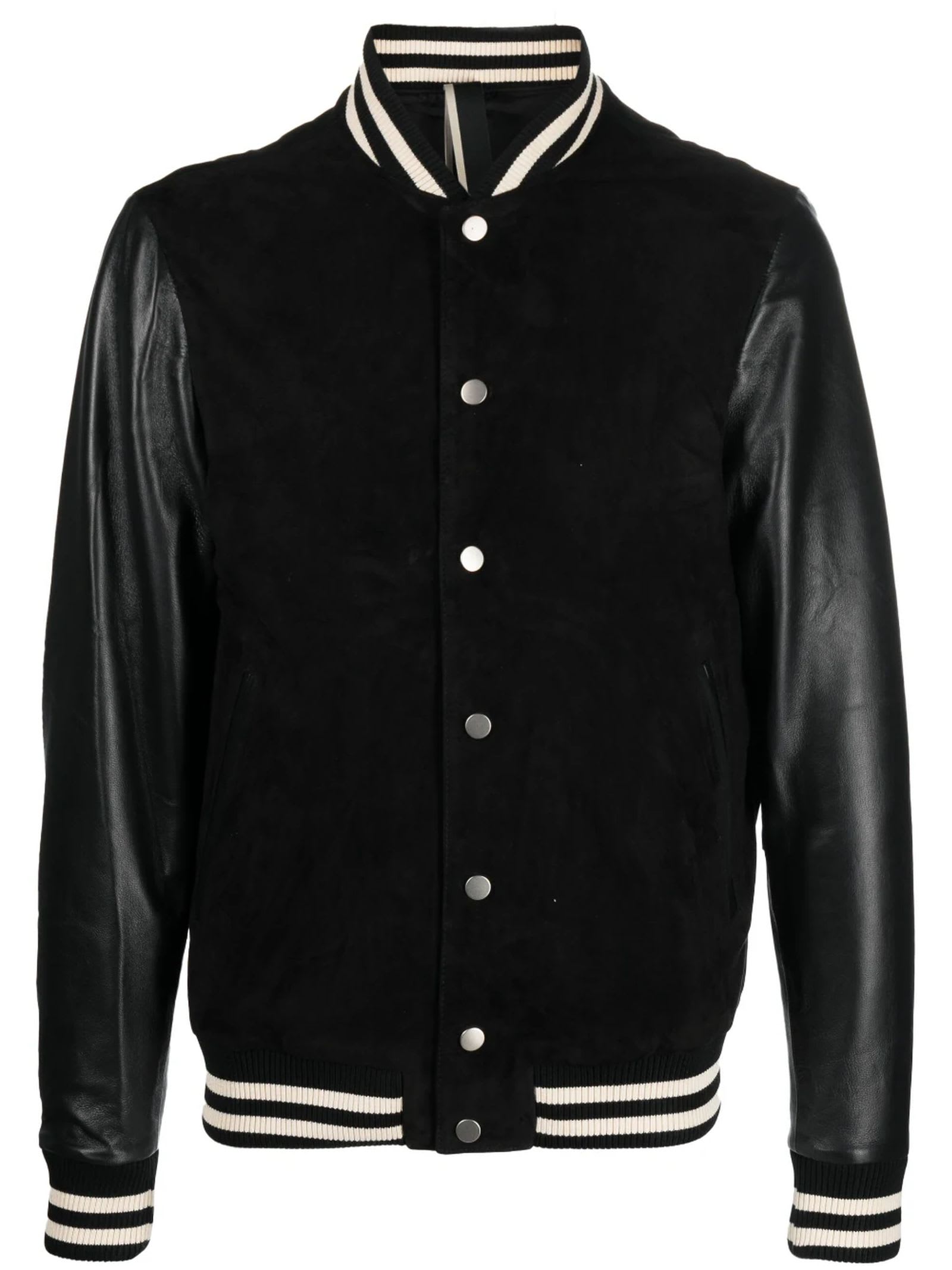 Low Brand Black Leather Bomber Jacket