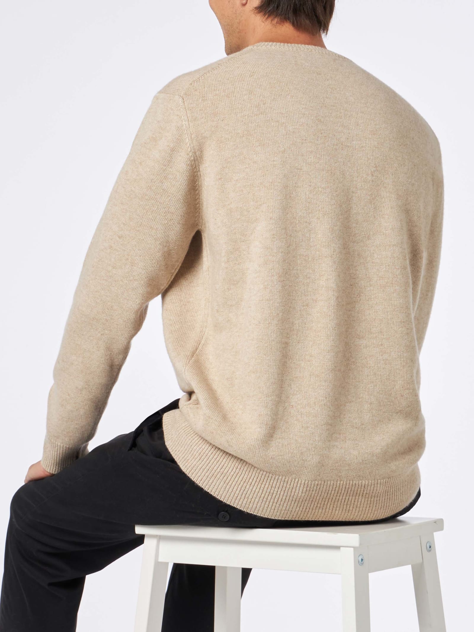 Mc2 Saint Barth Man Sweater With St. Barth Vs Courchevel Print In Beige