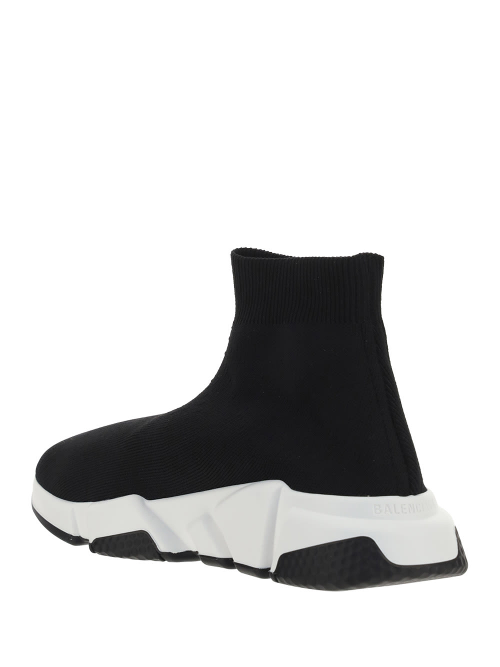 Balenciaga Speed Lt Logo-print Stretch-knit High-top Sneakers In Black/white/black