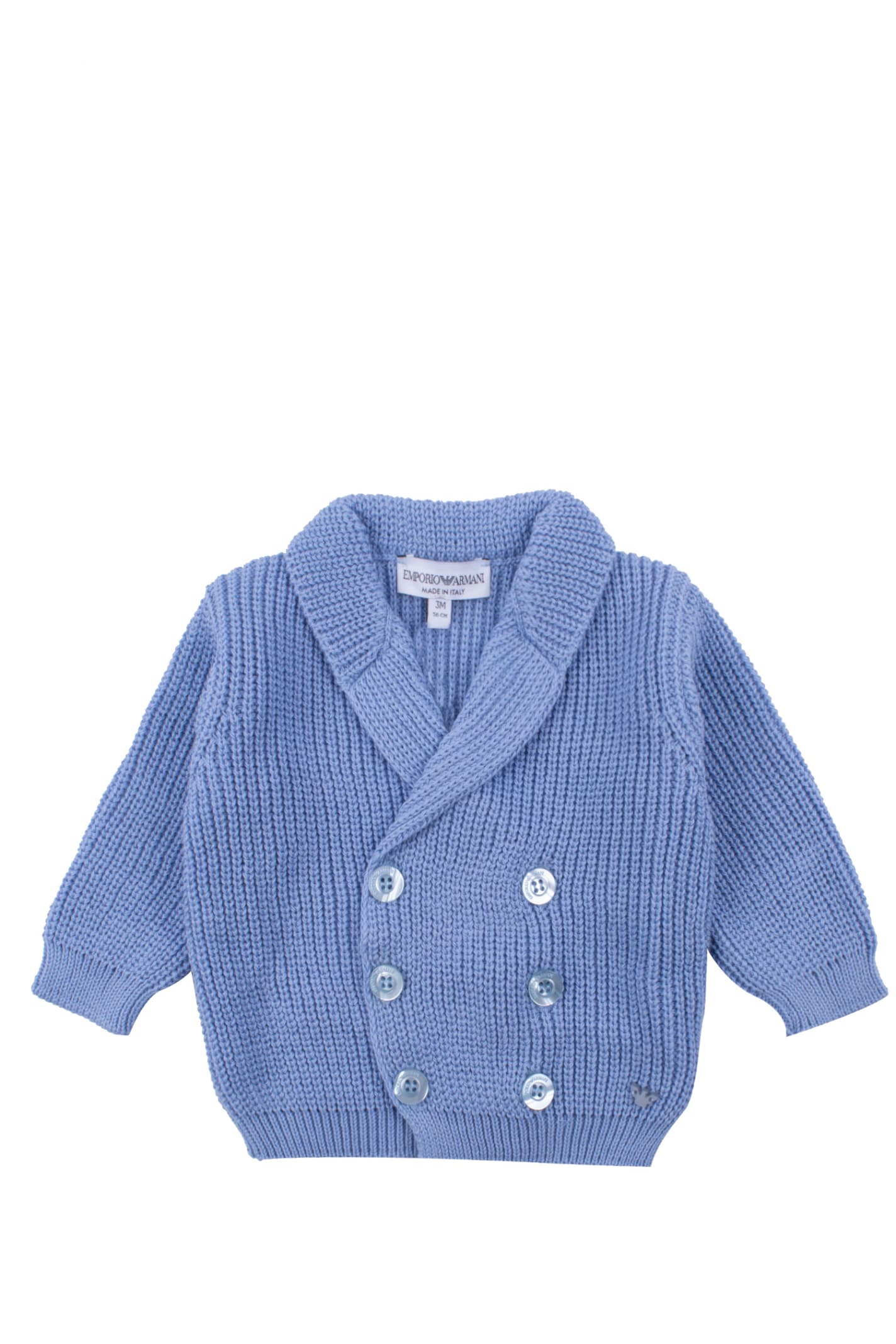 Shop Emporio Armani Cotton Knit Jacket In Blue