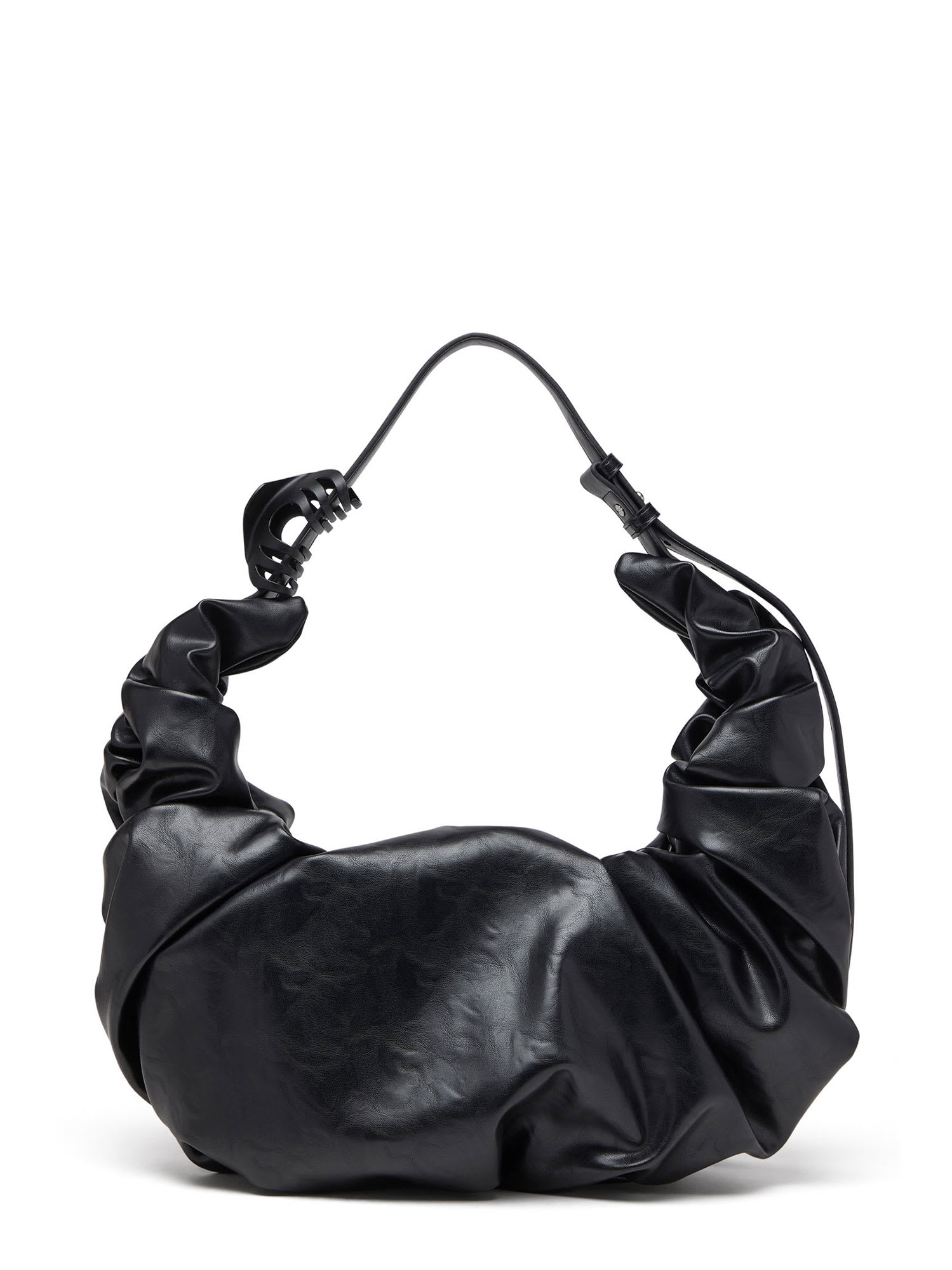 Diesel Large Grab-d Scrunched Shoulder Bag In Black