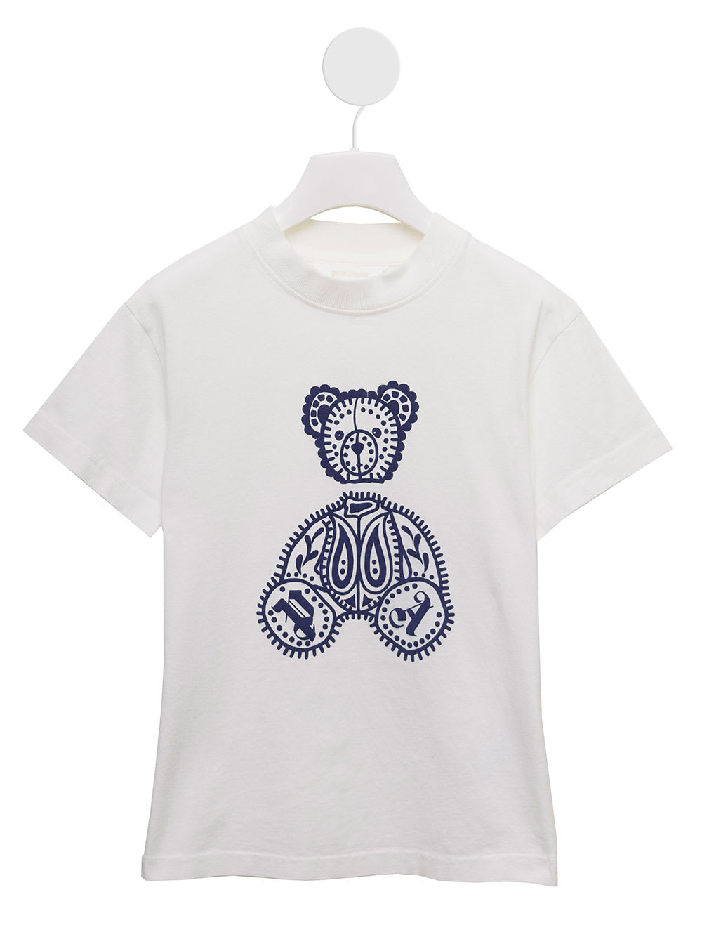 Palm Angels Paisley Kids Boys White Cotton T-shirt With Bear Print