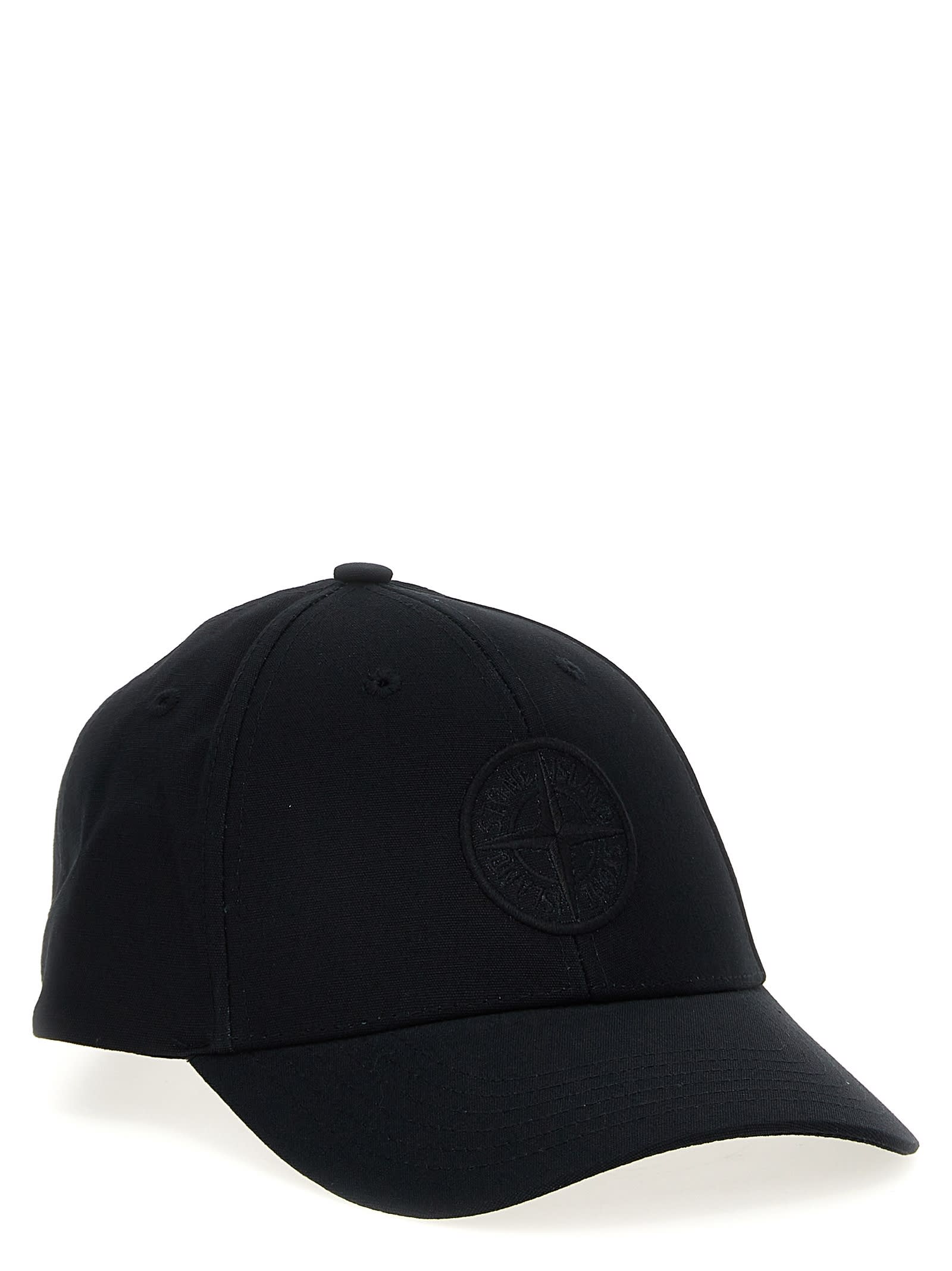 Shop Stone Island Logo Embroidery Cap In Black