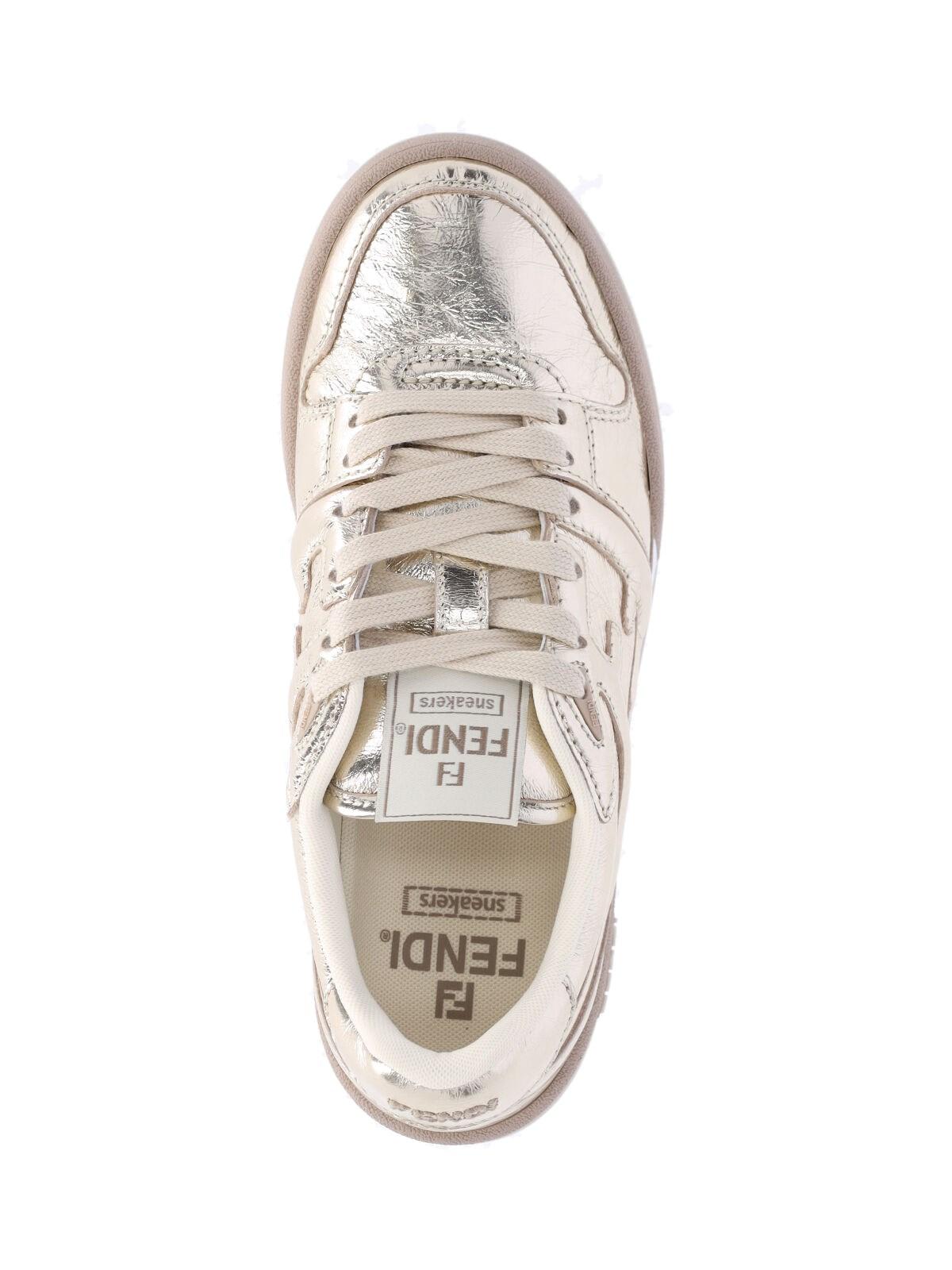 Shop Fendi Match Low-top Sneakers In Light Gold