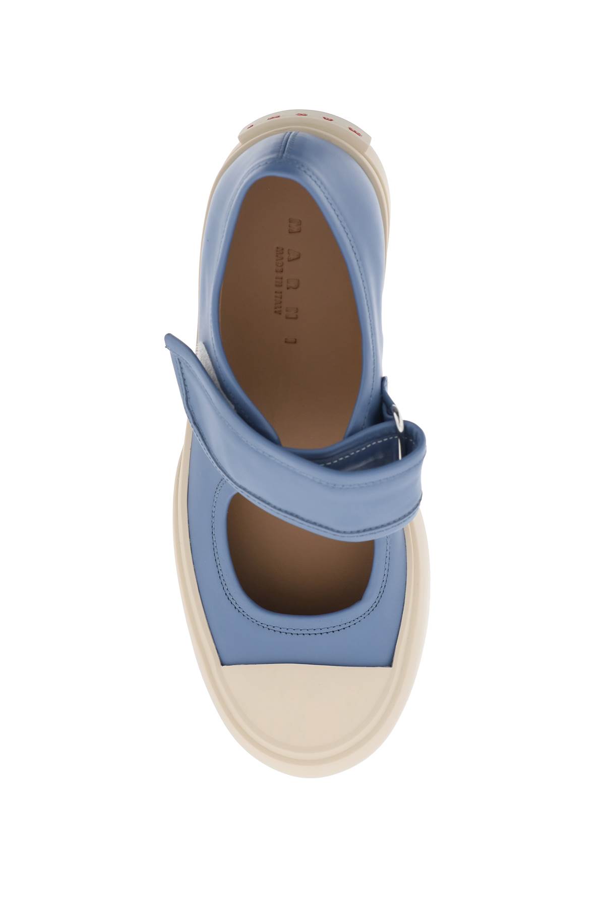 Shop Marni Pablo Mary Jane Nappa Leather Sneakers In Opal (blue)