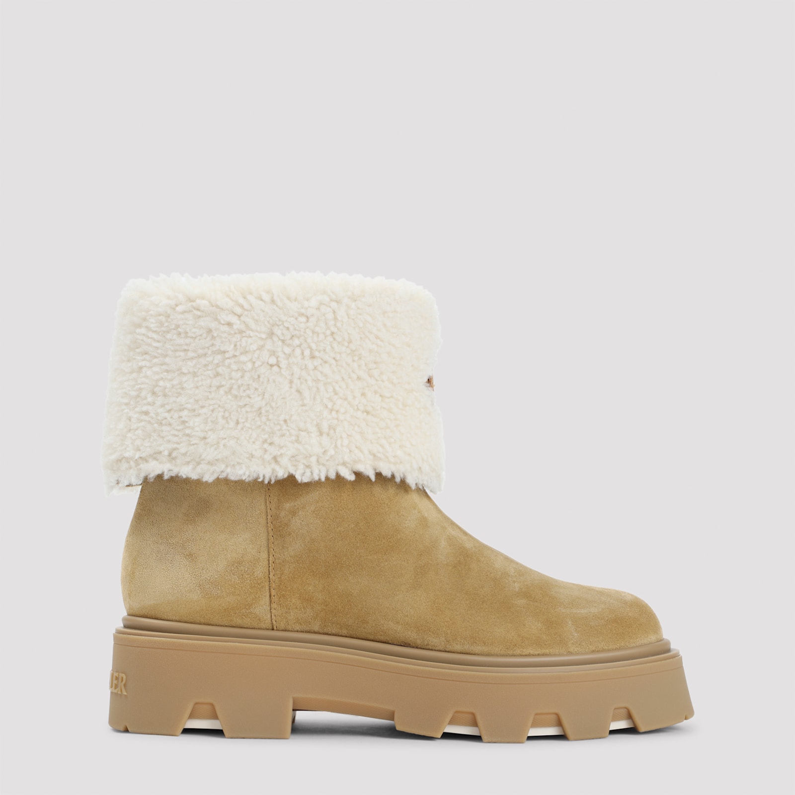Moncler Petit Aurea Mid Suede Boots In Brown