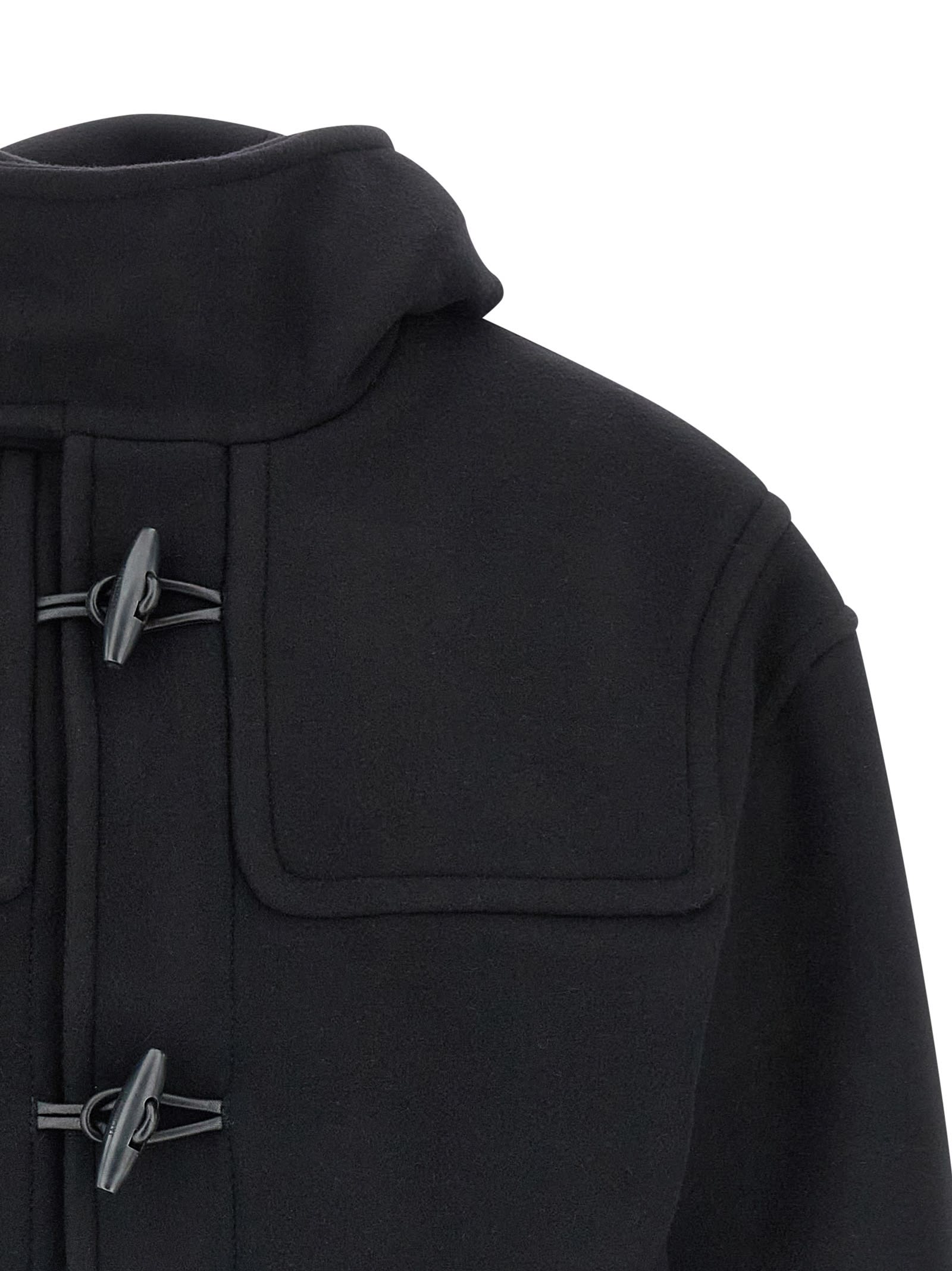 Jacquemus Cabana Duffle Coat With Hood And Long Sleeves In Black