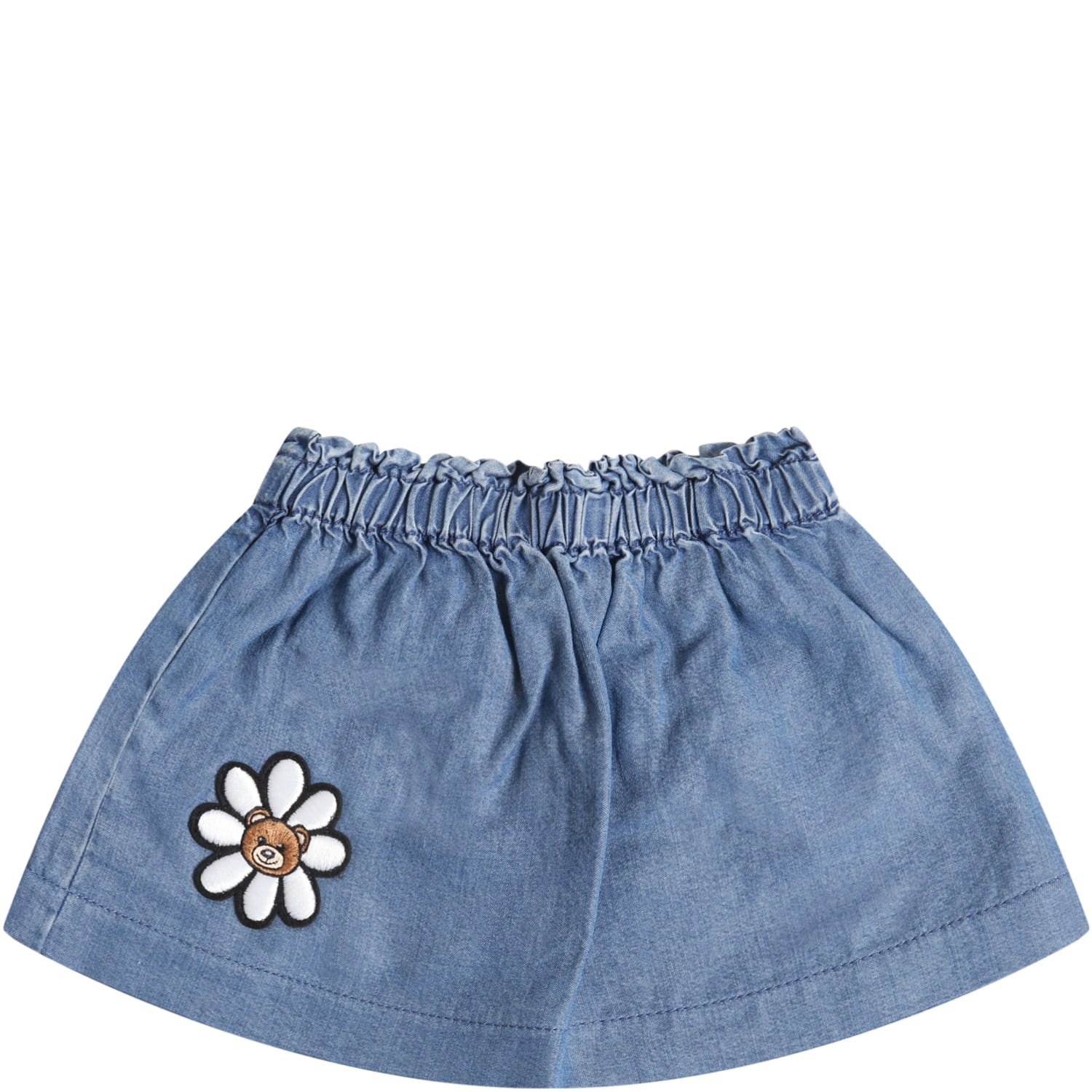 Moschino Light Blue Skirt For Babygirl With Flower