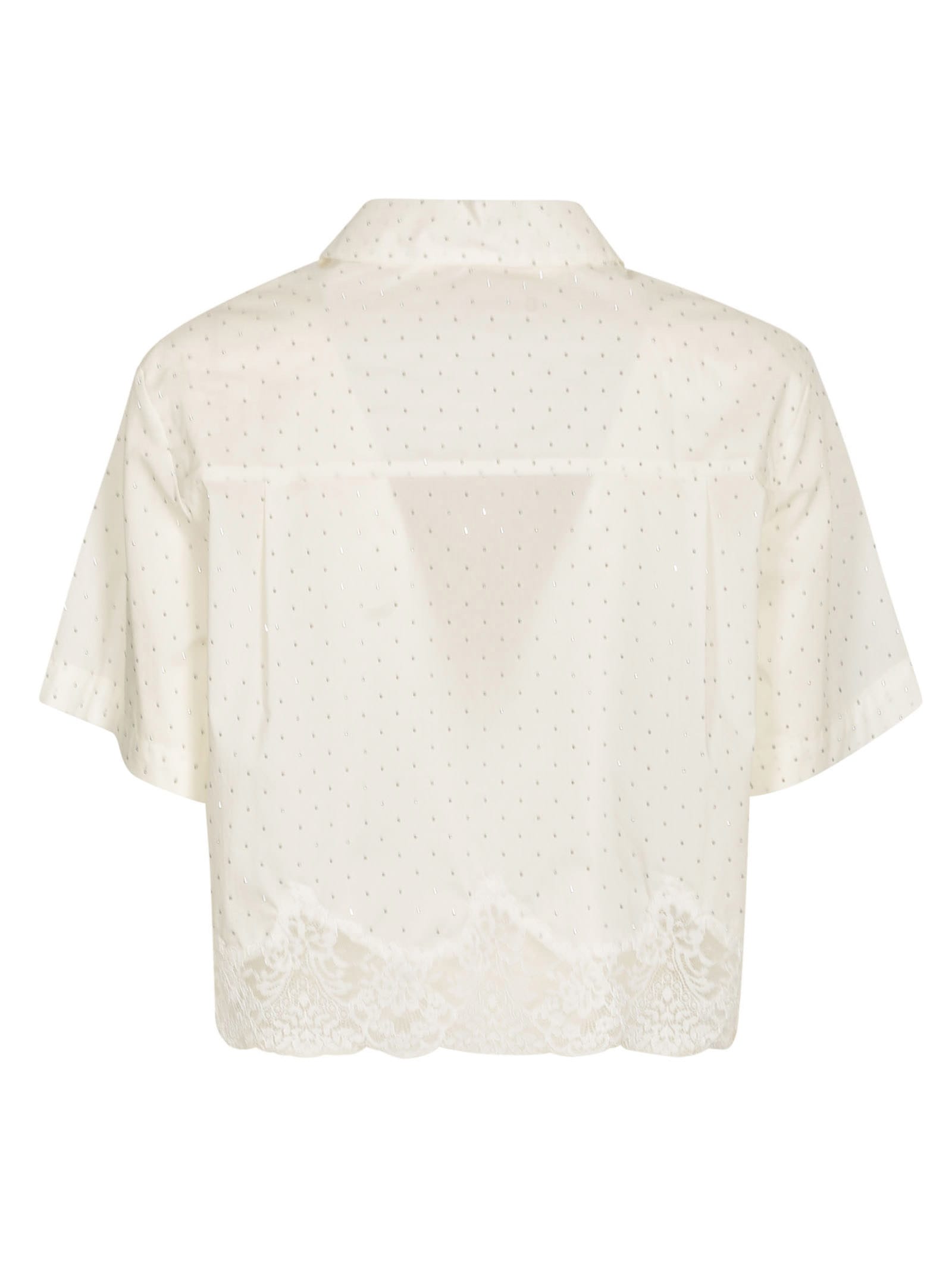 Shop Ermanno Firenze Embellished Cropped Shirt In Off-white