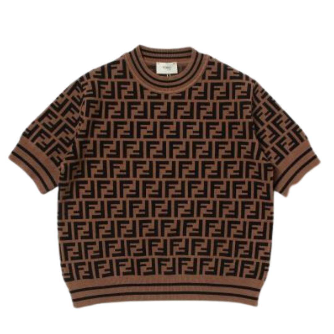 Fendi Kids' Knit Ff Monogram Top In Pumpkin