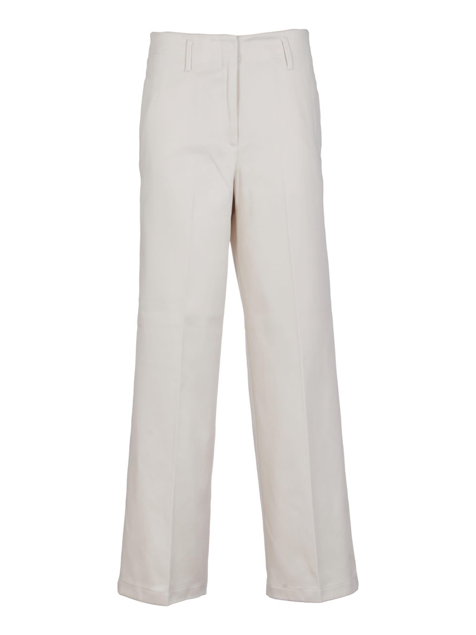 Shop Forte Forte Wide Straight Leg Plain Trousers In Ivory