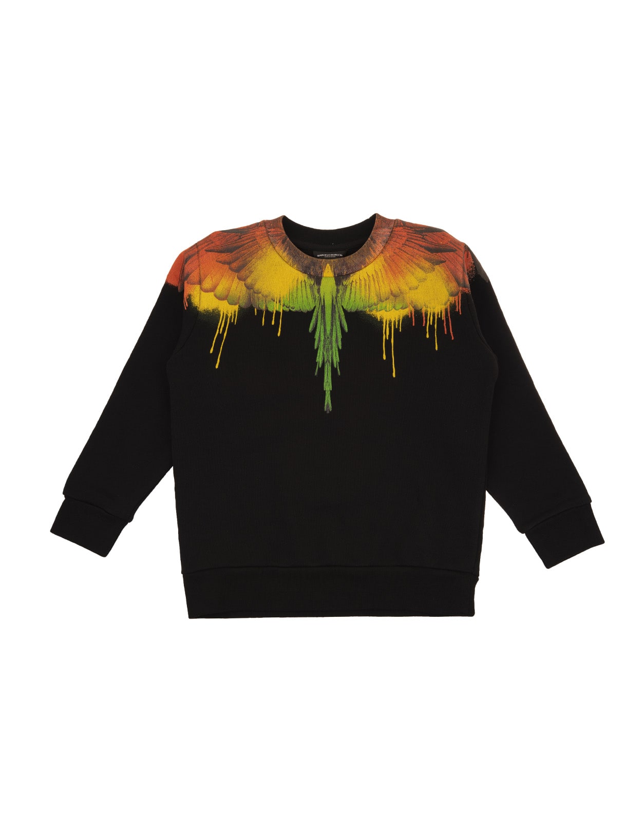 Marcelo Burlon Black/multicoloured Cotton-blend Wings-print Rib-trimmed Sweatshirt