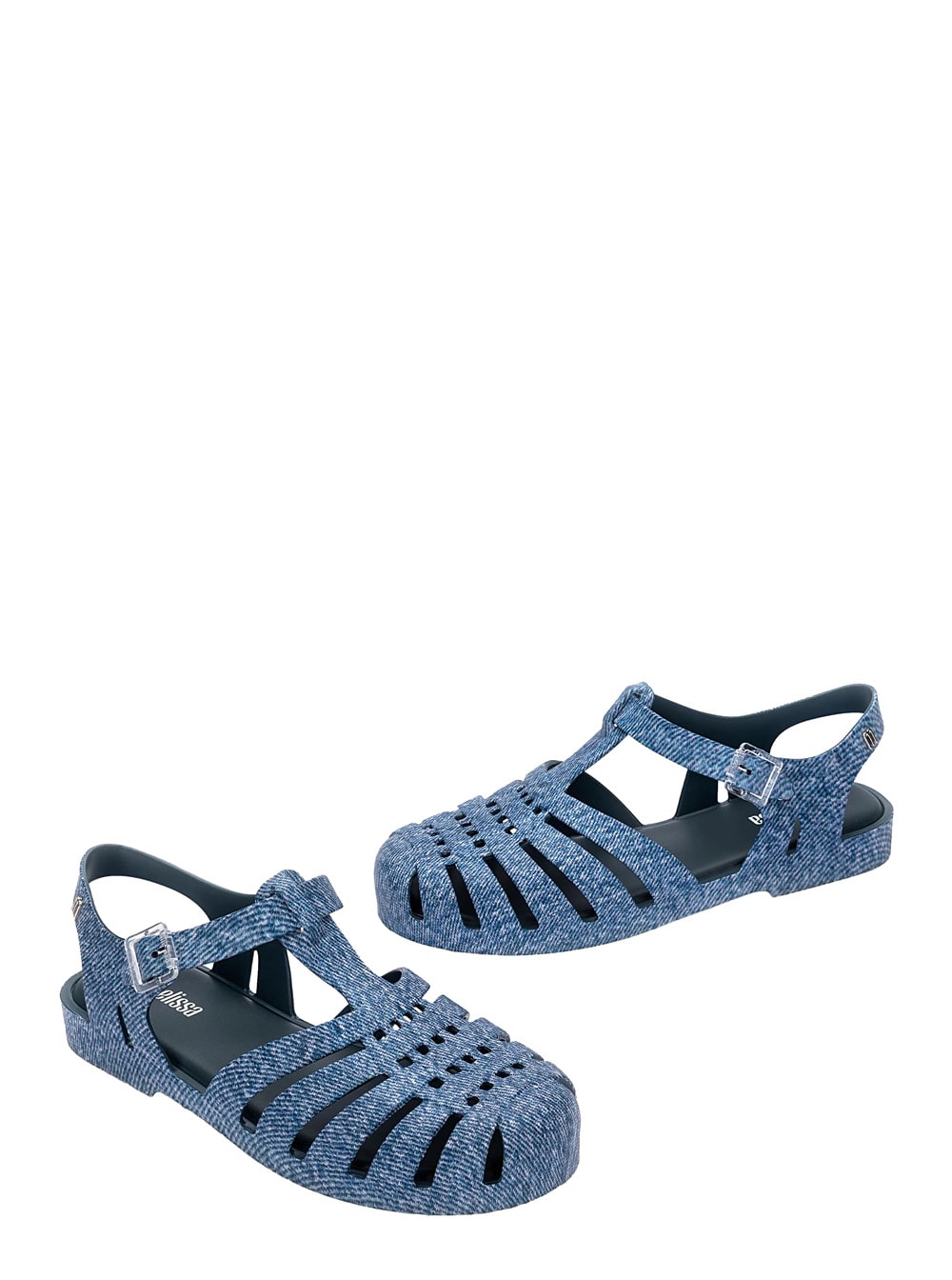 Shop Melissa Possession Blue Sandals With Cage Design And Denim Print In Tech Fabric Woman