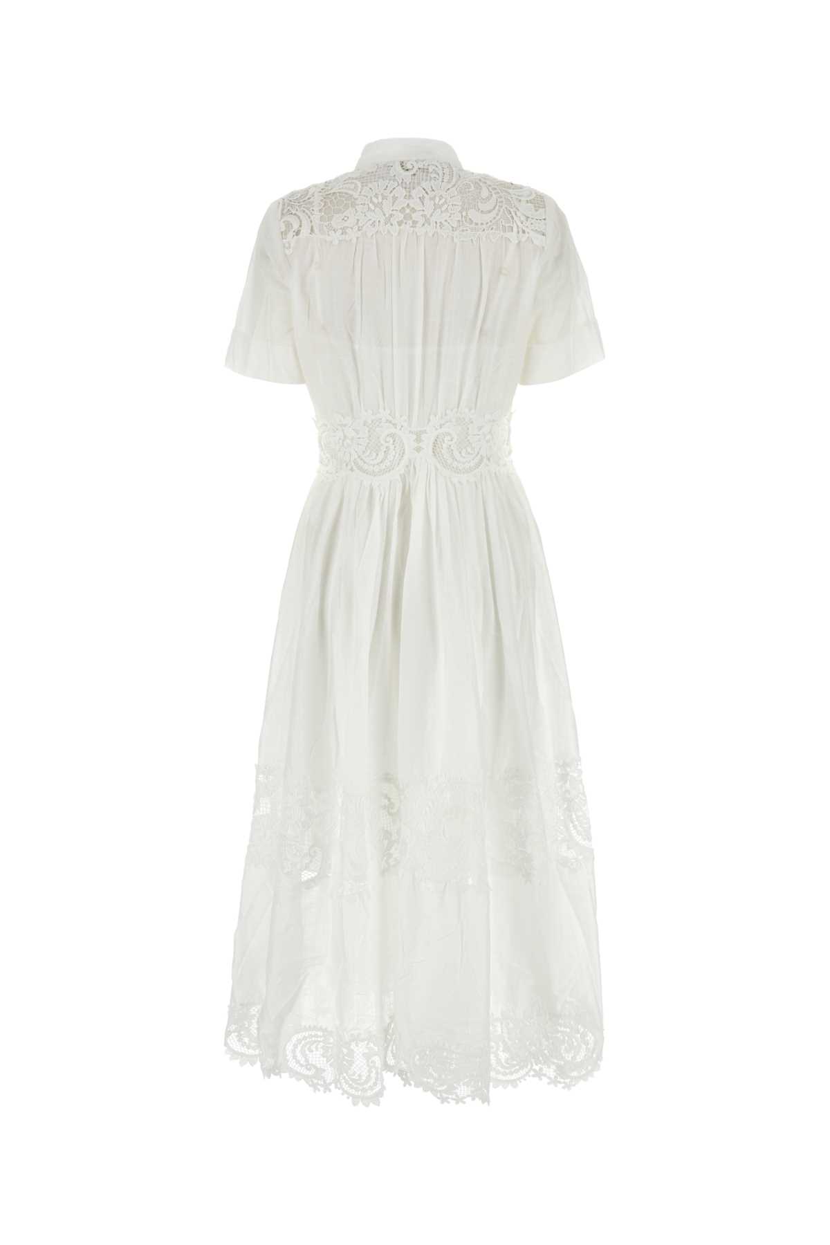 Shop Zimmermann White Cotton Pop Shirt Dress In Ivory