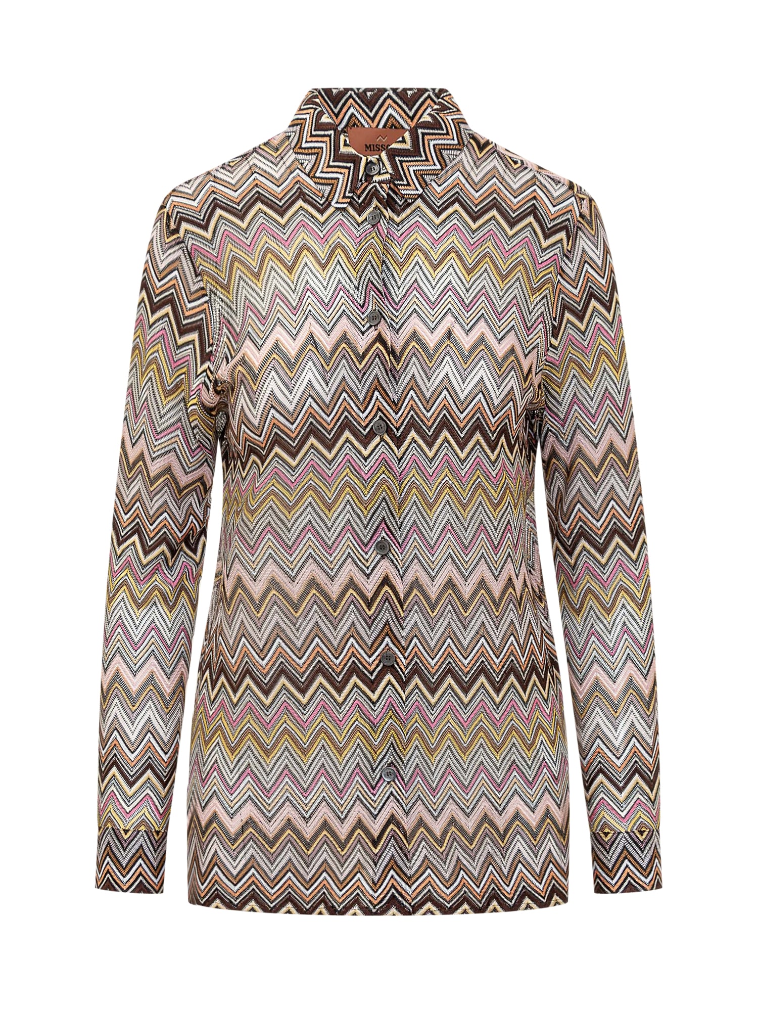 Shop Missoni Shirt With Zig Zag Pattern In Multicbrown/yellow