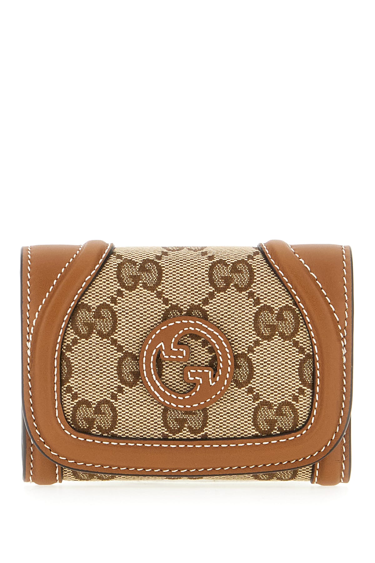 Leather And Gg Fabric Wallet